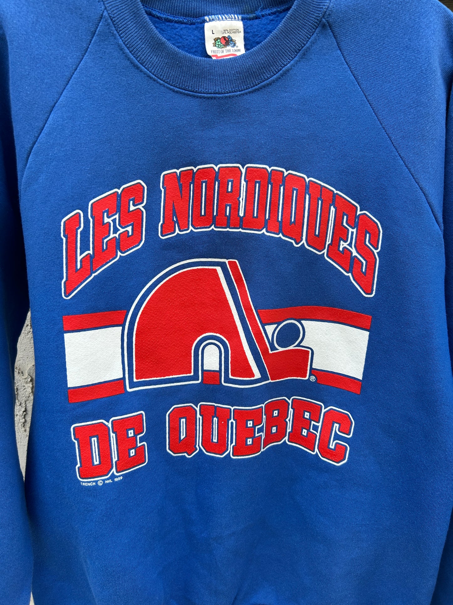 Vintage 1989 Quebec Nordiques Trench Crewneck (L)