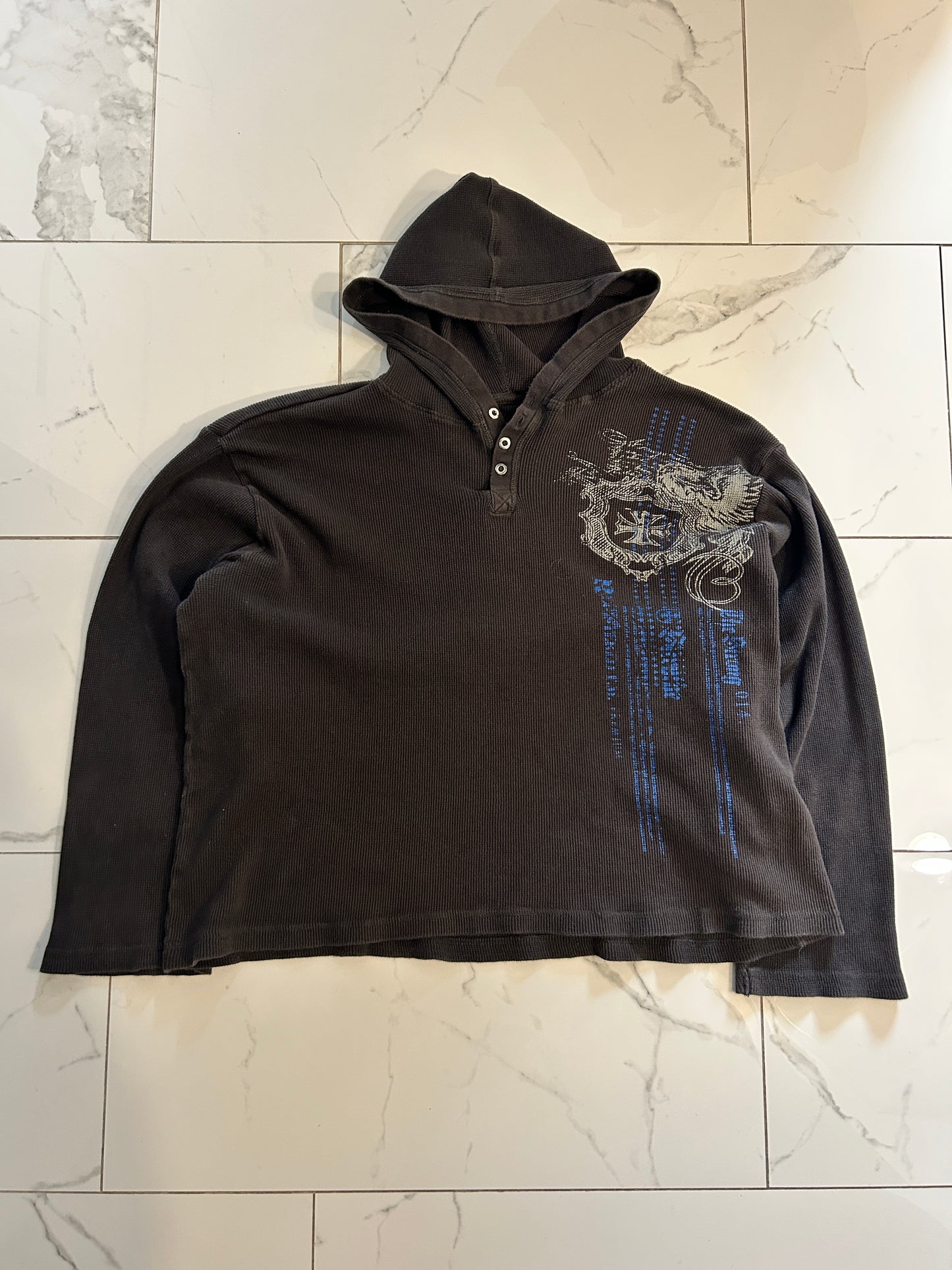 Y2K Warehouse One Boxy Waffle Knit Hoodie (XL)