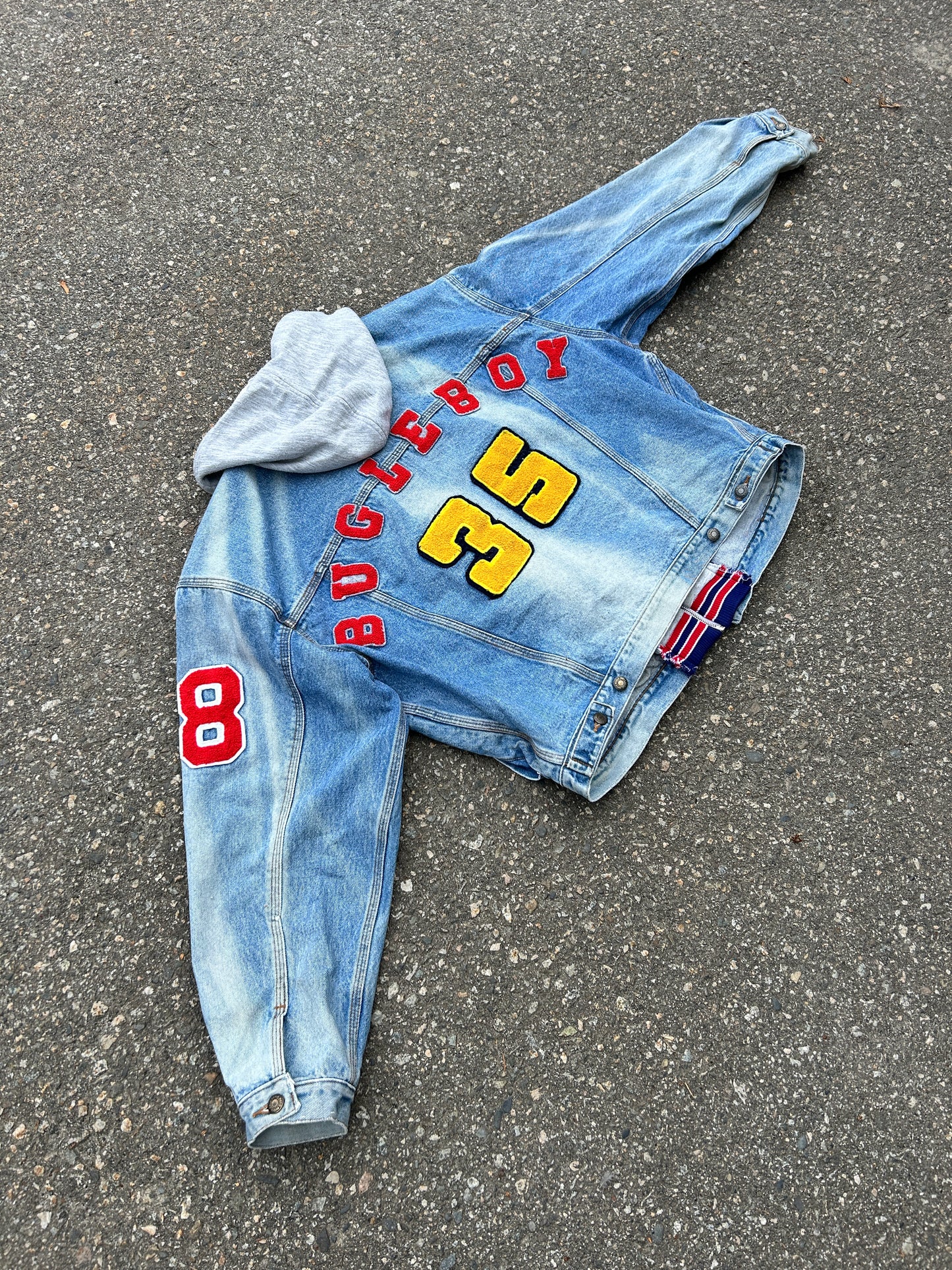 Vintage 80’s Faded Bugle Boy Hooded Denim Jacket (L)