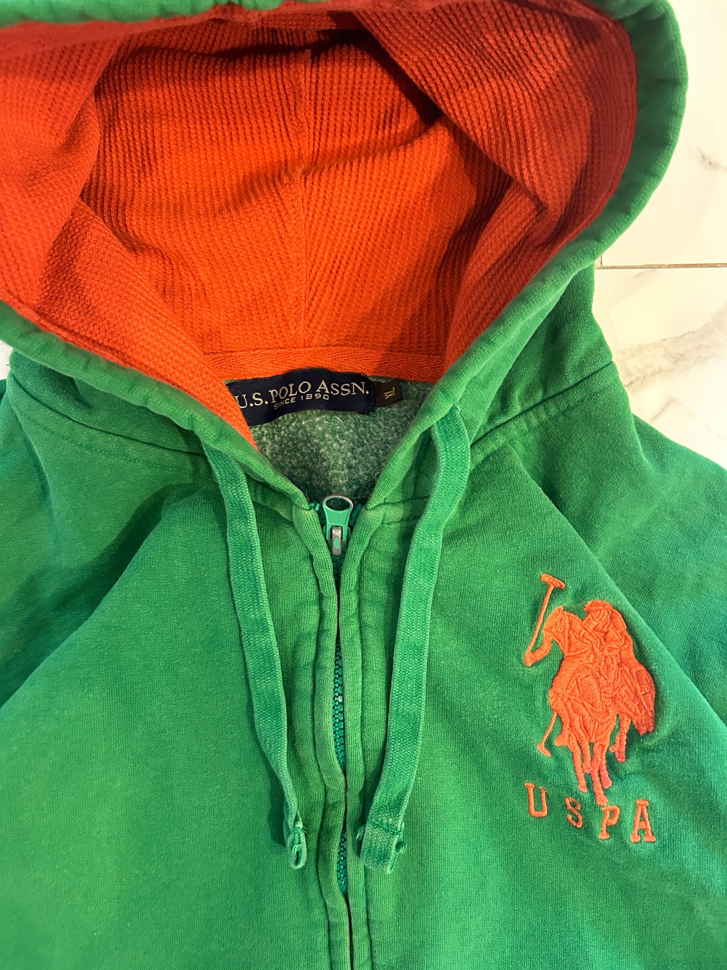 Vintage Green Polo Zip Hoodie (XL)