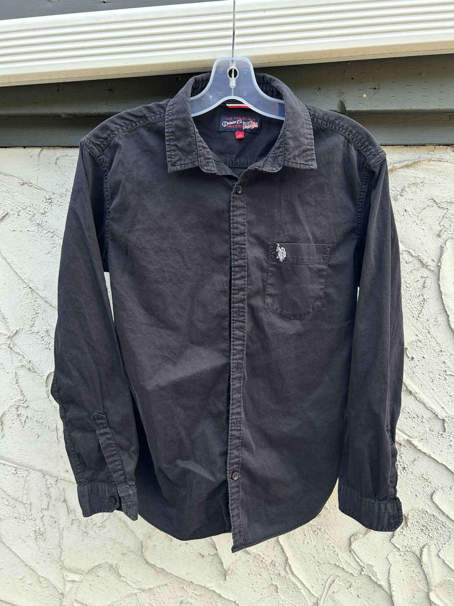 Black Polo LS Button Up (M)