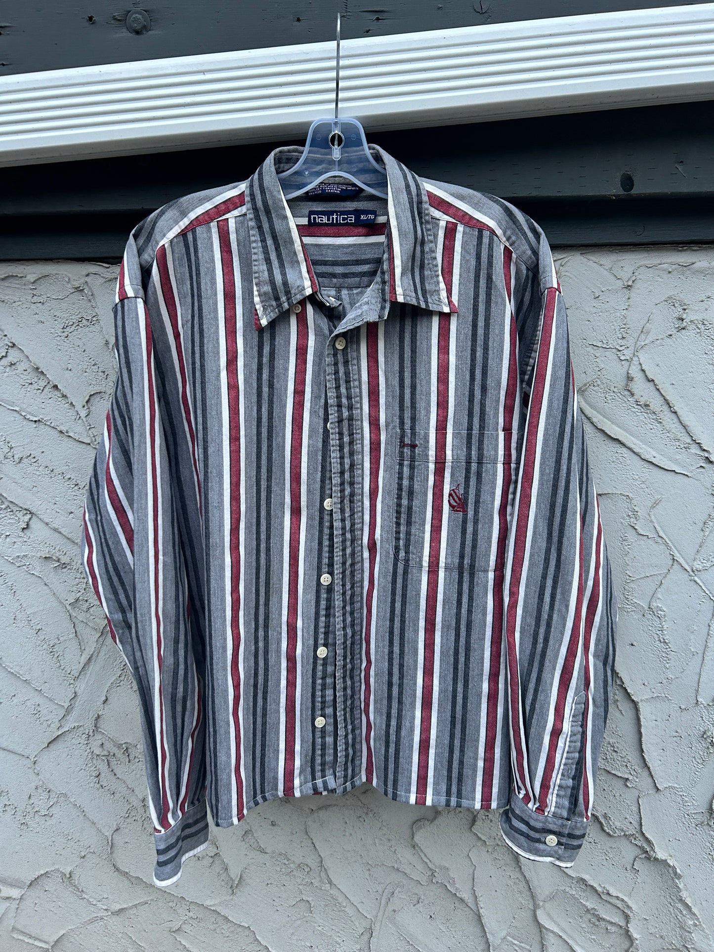 Vintage Striped Cropped Nautica Button Up (XL)