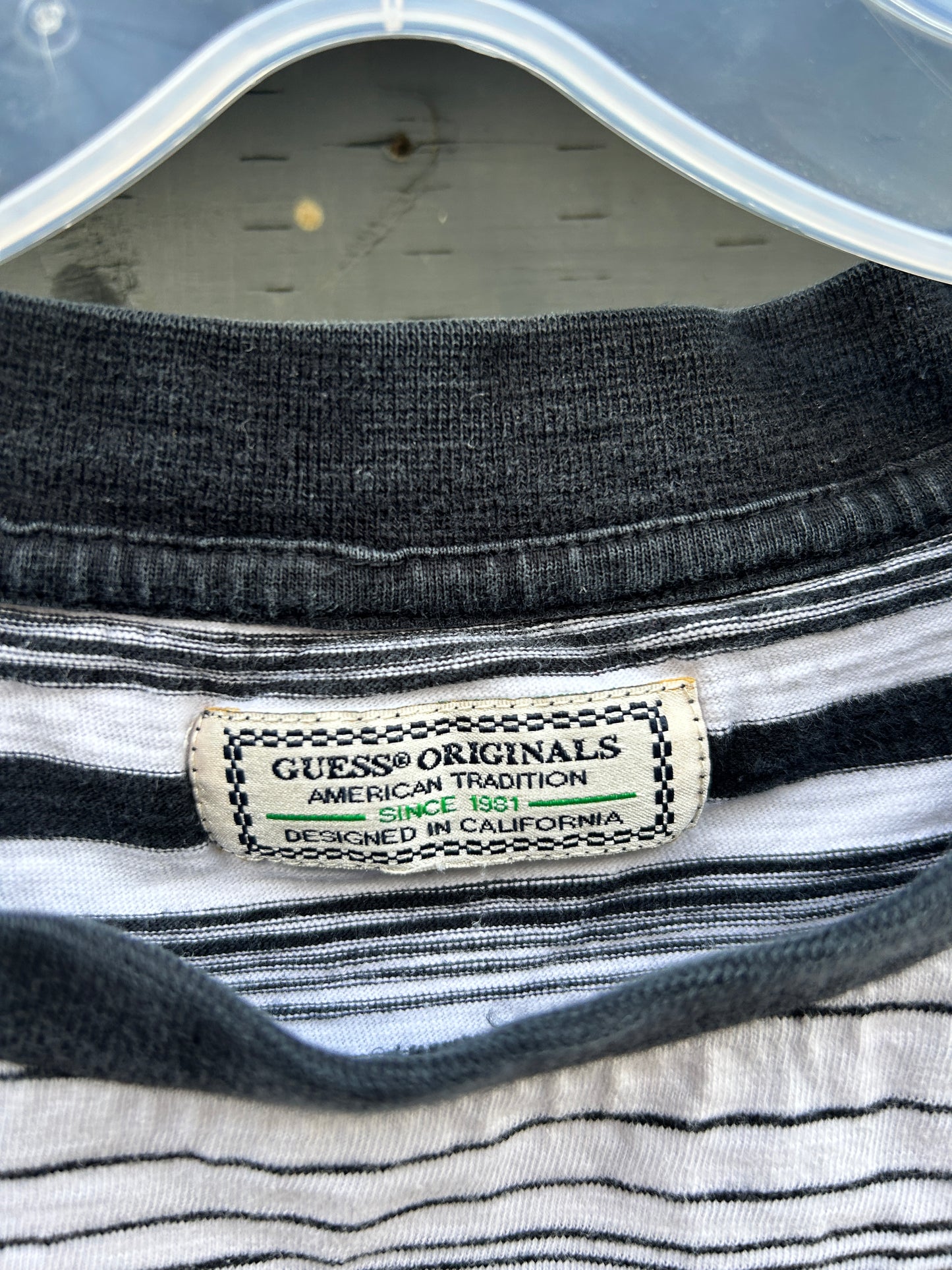 Vintage White Striped Guess Tee (XL)
