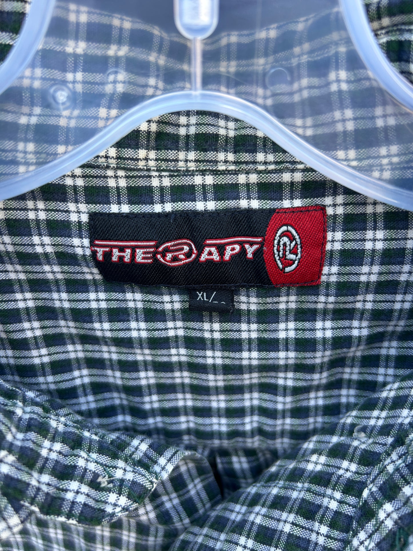 Y2K Therapy Cropped Green Button Up (XL)