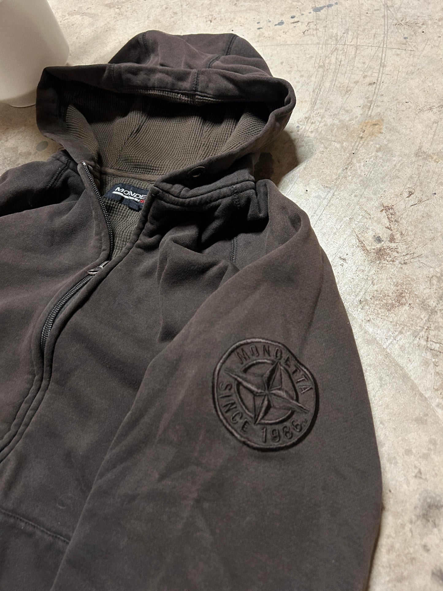 Brown Mondetta Sport Waffle Lined Zip Sweater (M)