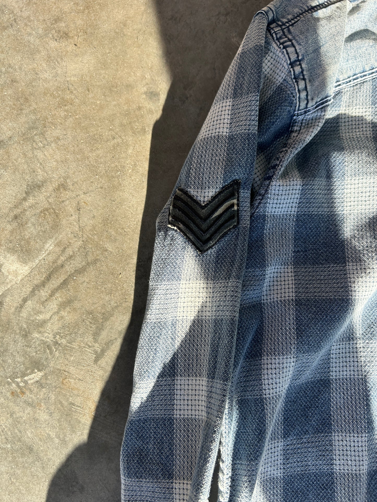 Vintage High Wing Military Denim Flannel Shirt (L)