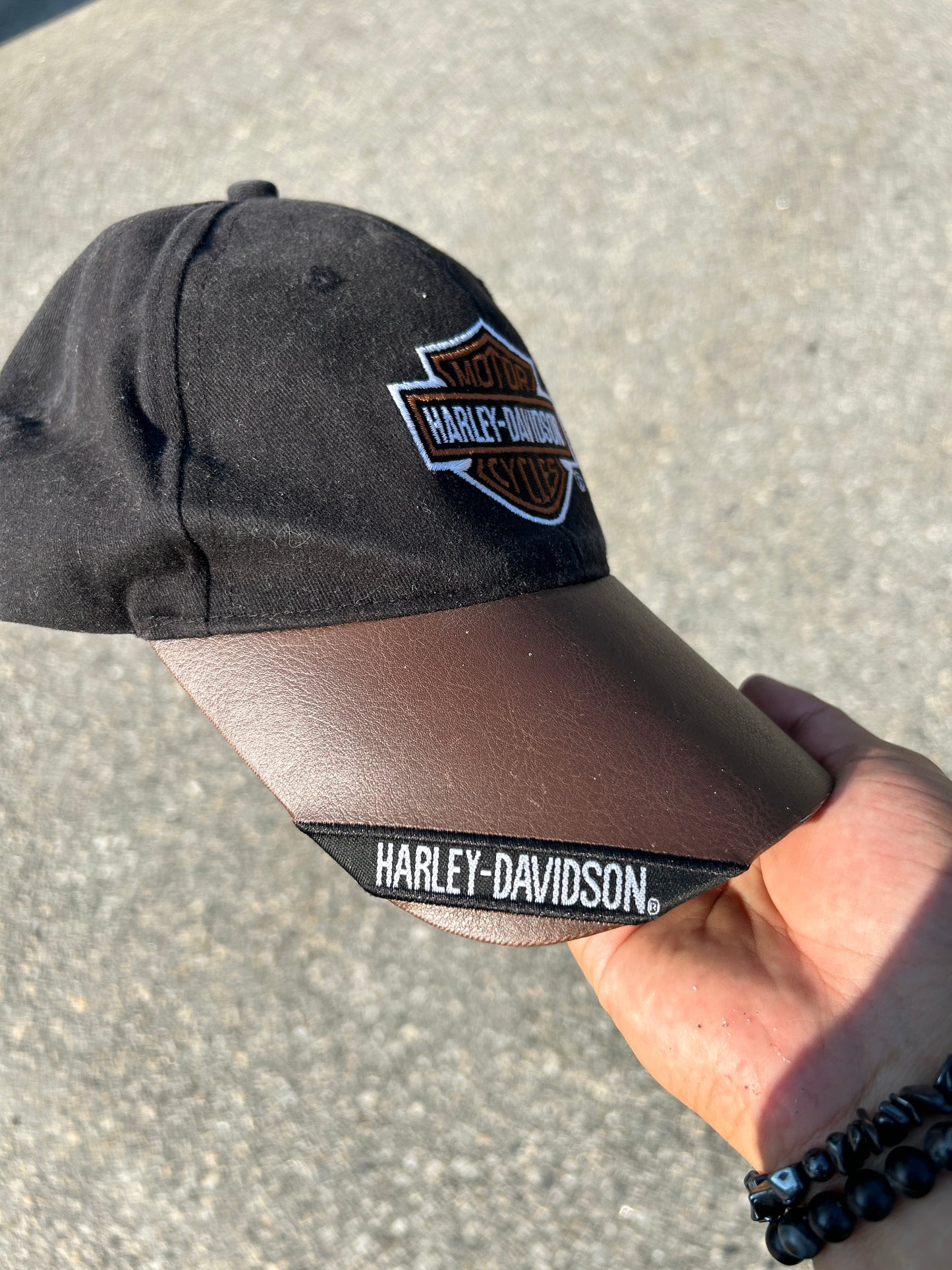 Vintage Leather Brim Harley Maui Hat
