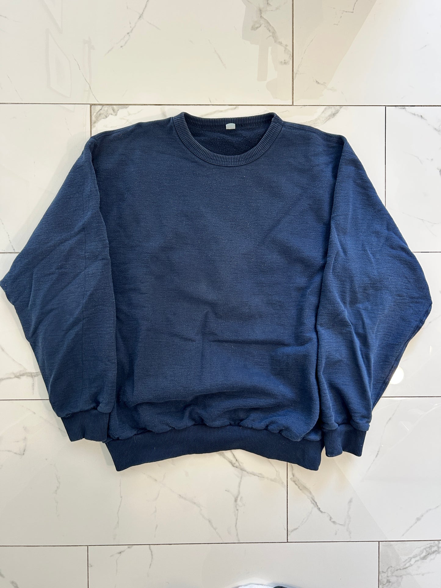 Vintage Heavyweight Blank Navy Crew (L)