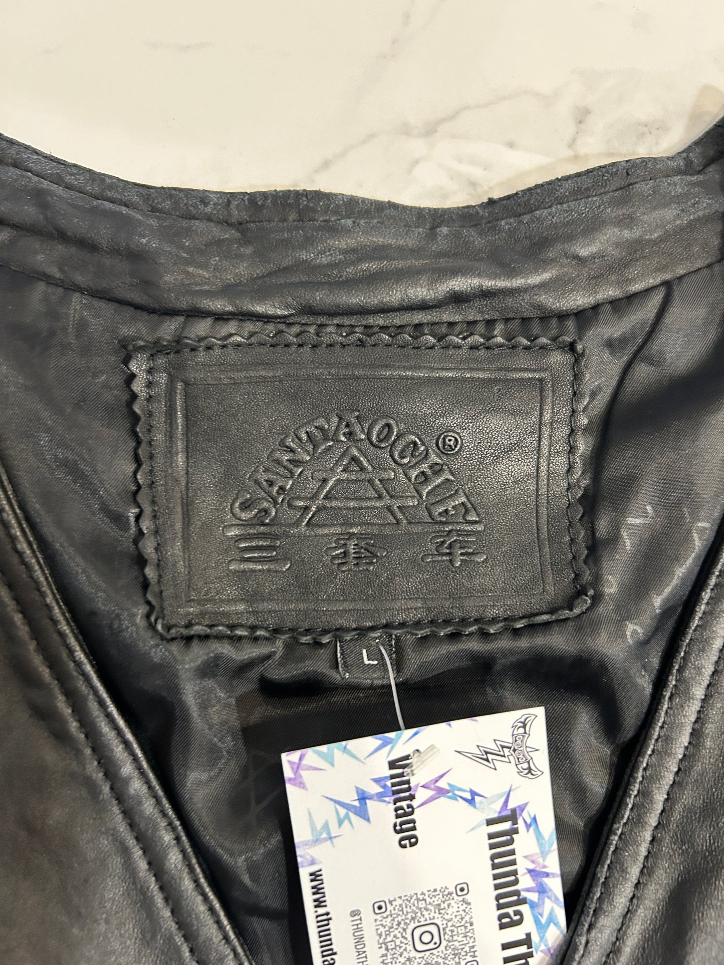 Santaoche Black Leather Vest (L)
