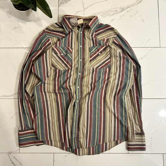 Vintage Western Frontier Snap Button Shirt (L)