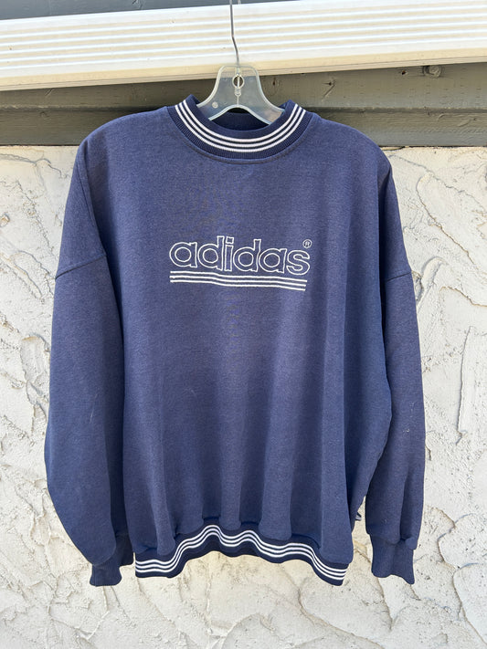 Vintage 90s Faded Navy Adidas Crewneck (XL)