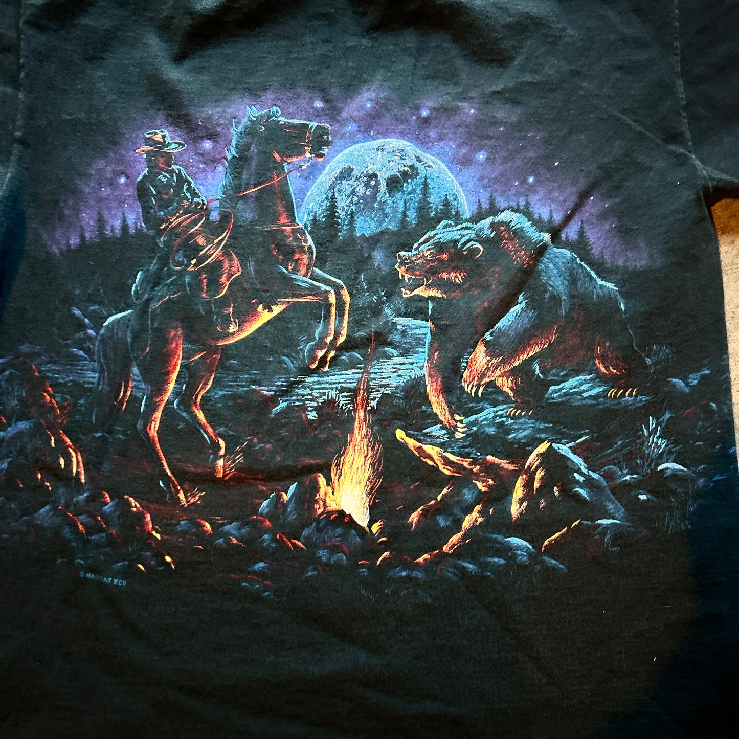 Vintage Cowboy Bear Attack Tee (L)