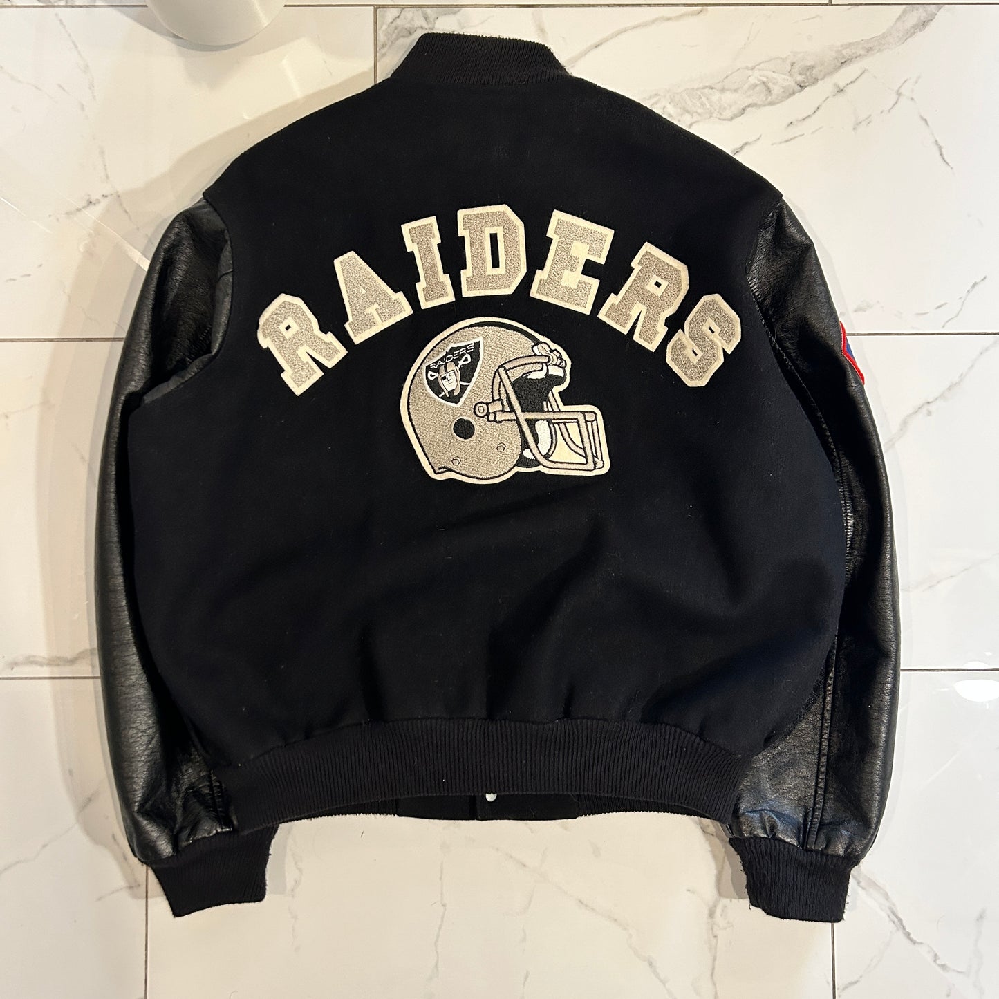 Vintage Boxy Raiders Chalk Line Varsity Jacket (XL)