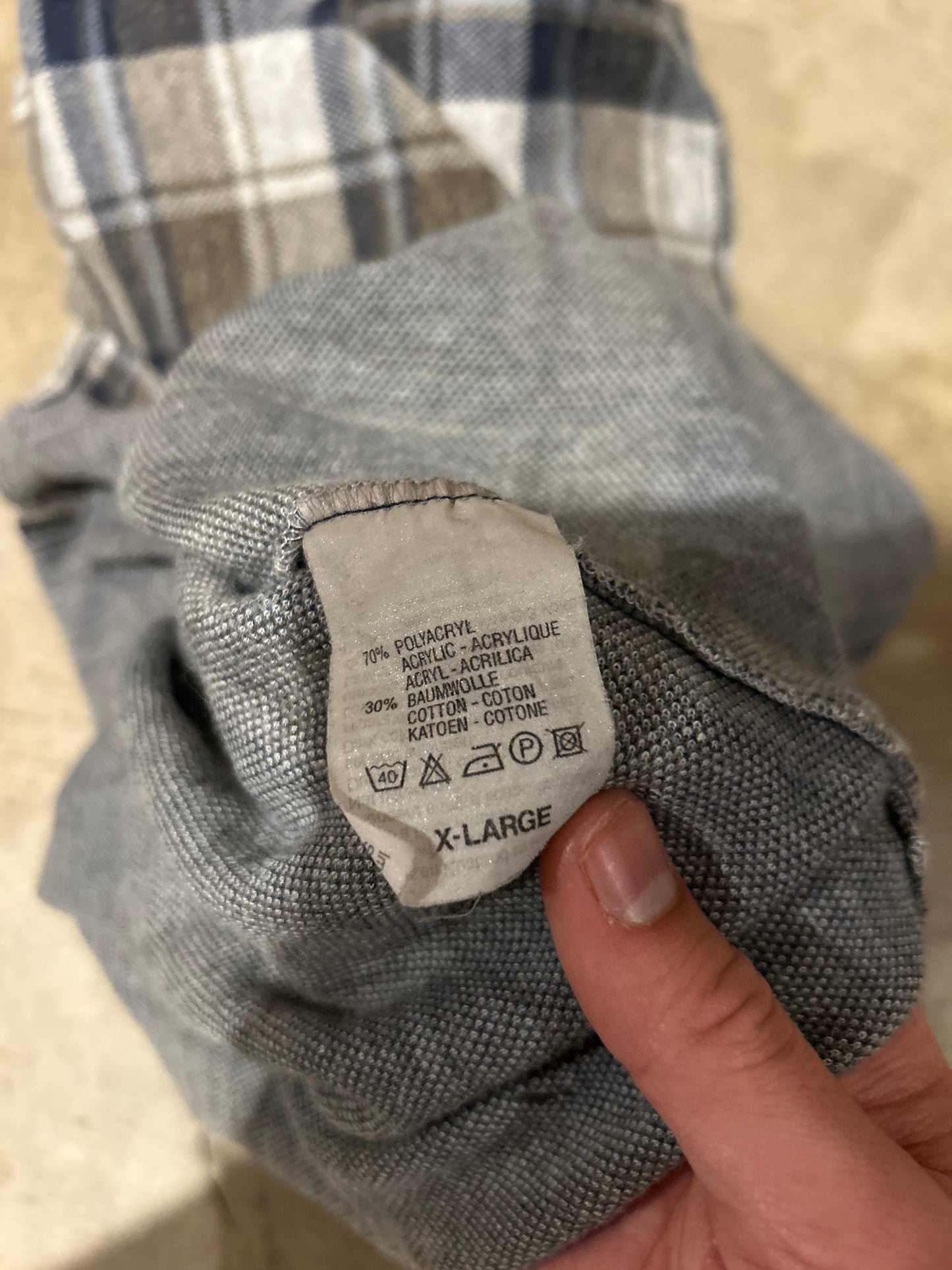 Vintage Flannel Collared Cotton Acrylic Shirt (XL)