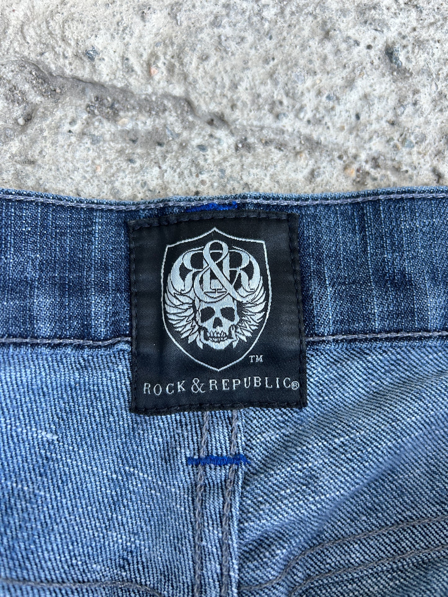 Y2K Rock Revival Blue Pocket Jeans (34x30)