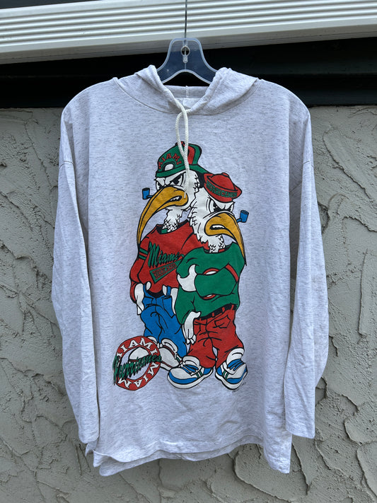 Vintage Double Sided University of Miami Lightweight Hoodie (L)
