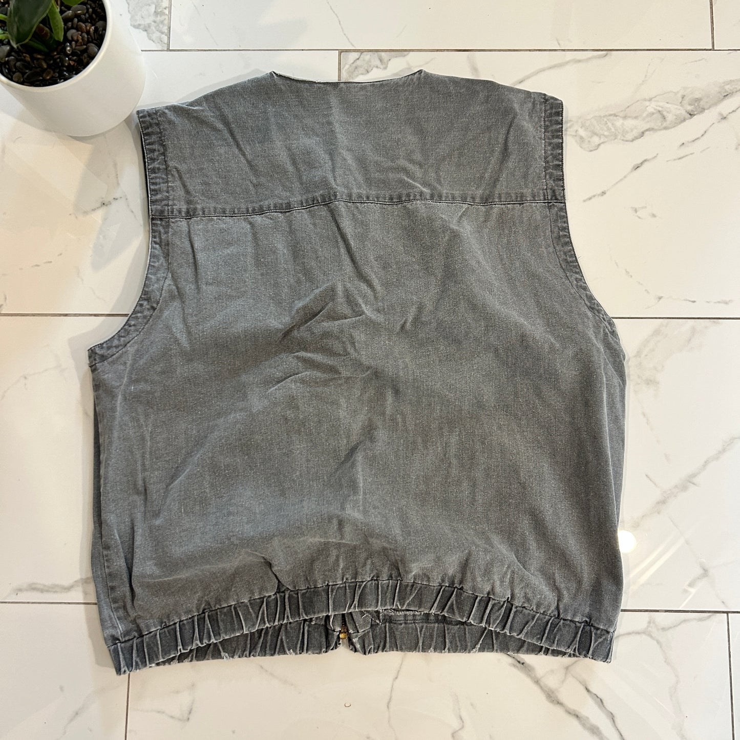 Grey Stonewash Canvas Style Vest (L)