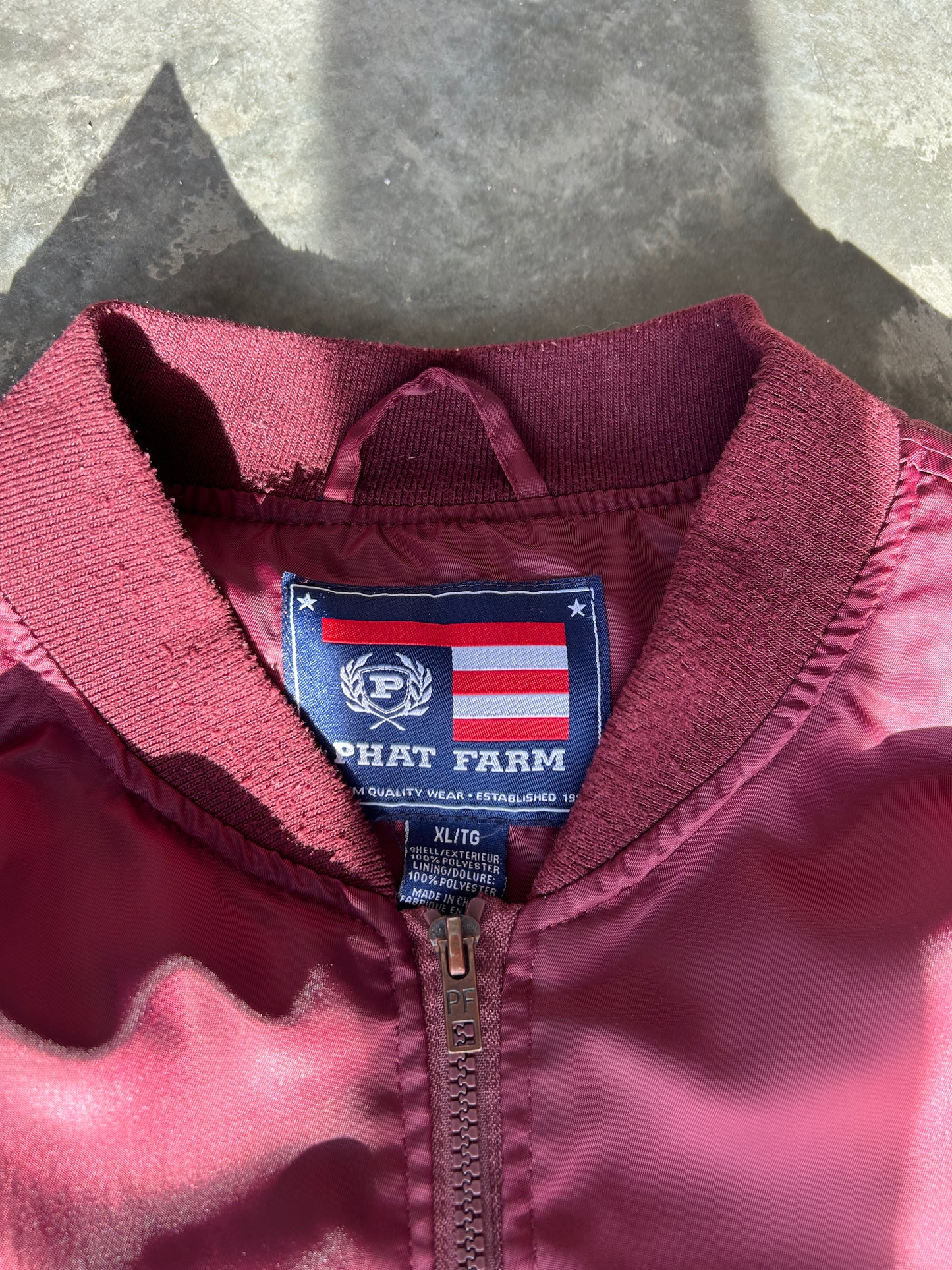 Y2K Phat Farm Burgundy Bomber Jacket (L)