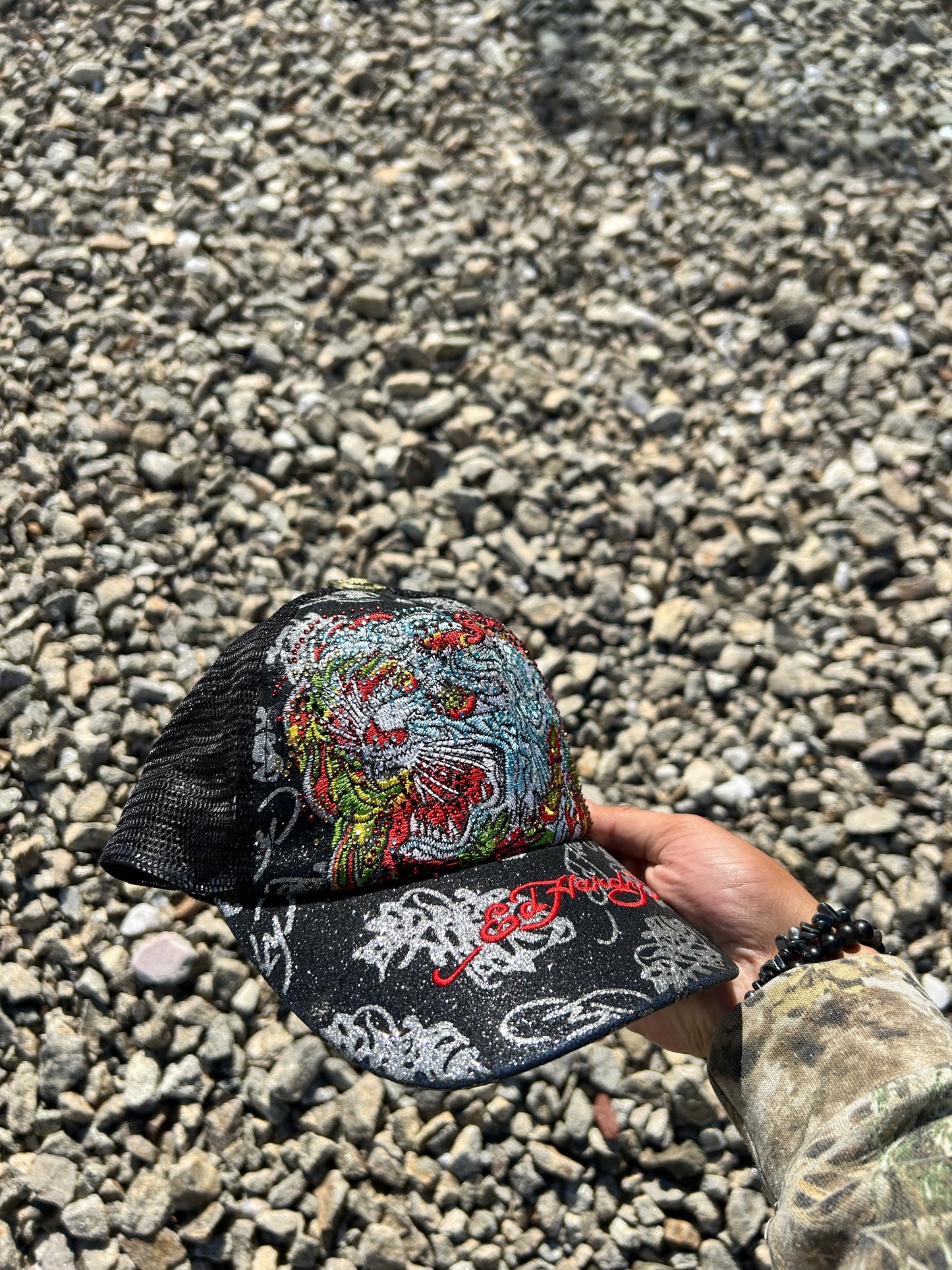 Jewelled Don Ed Hardy Tiger Trucker Hat