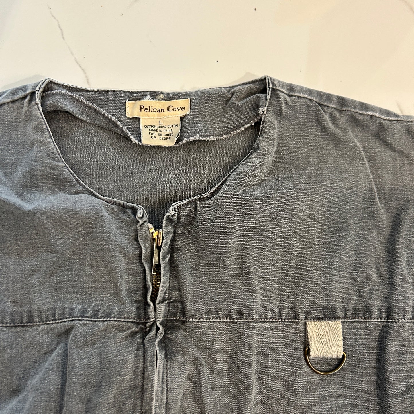 Grey Stonewash Canvas Style Vest (L)