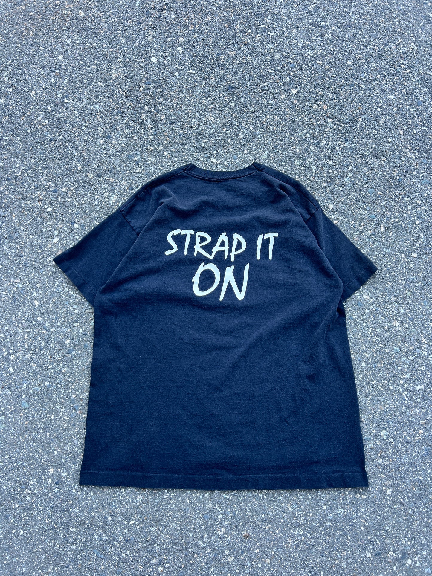 Vintage 90’s Single Stitch “Strap it On” Tee (XL)
