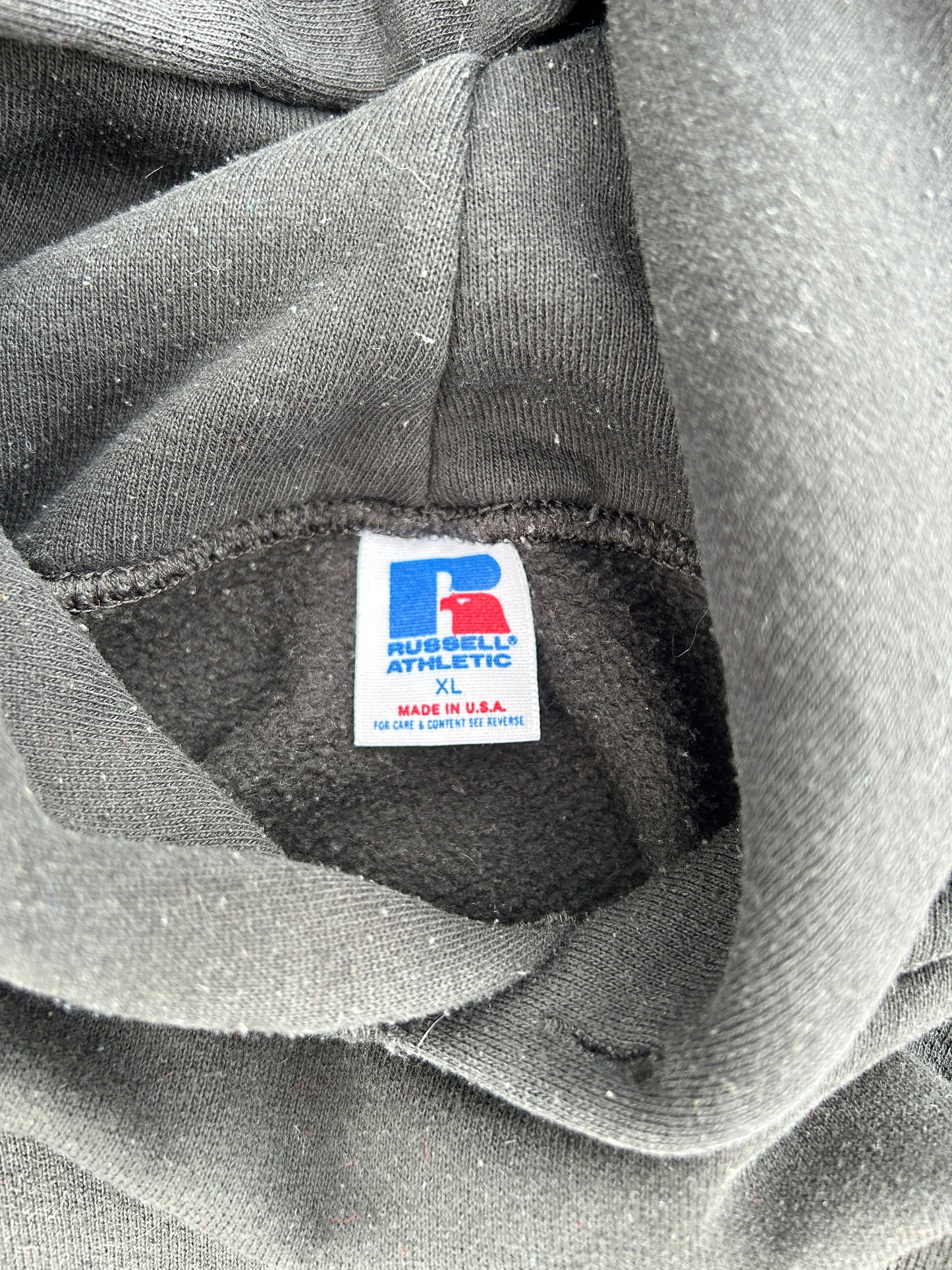 Vintage Russell Made in USA Black Blank Hoodie (XL)