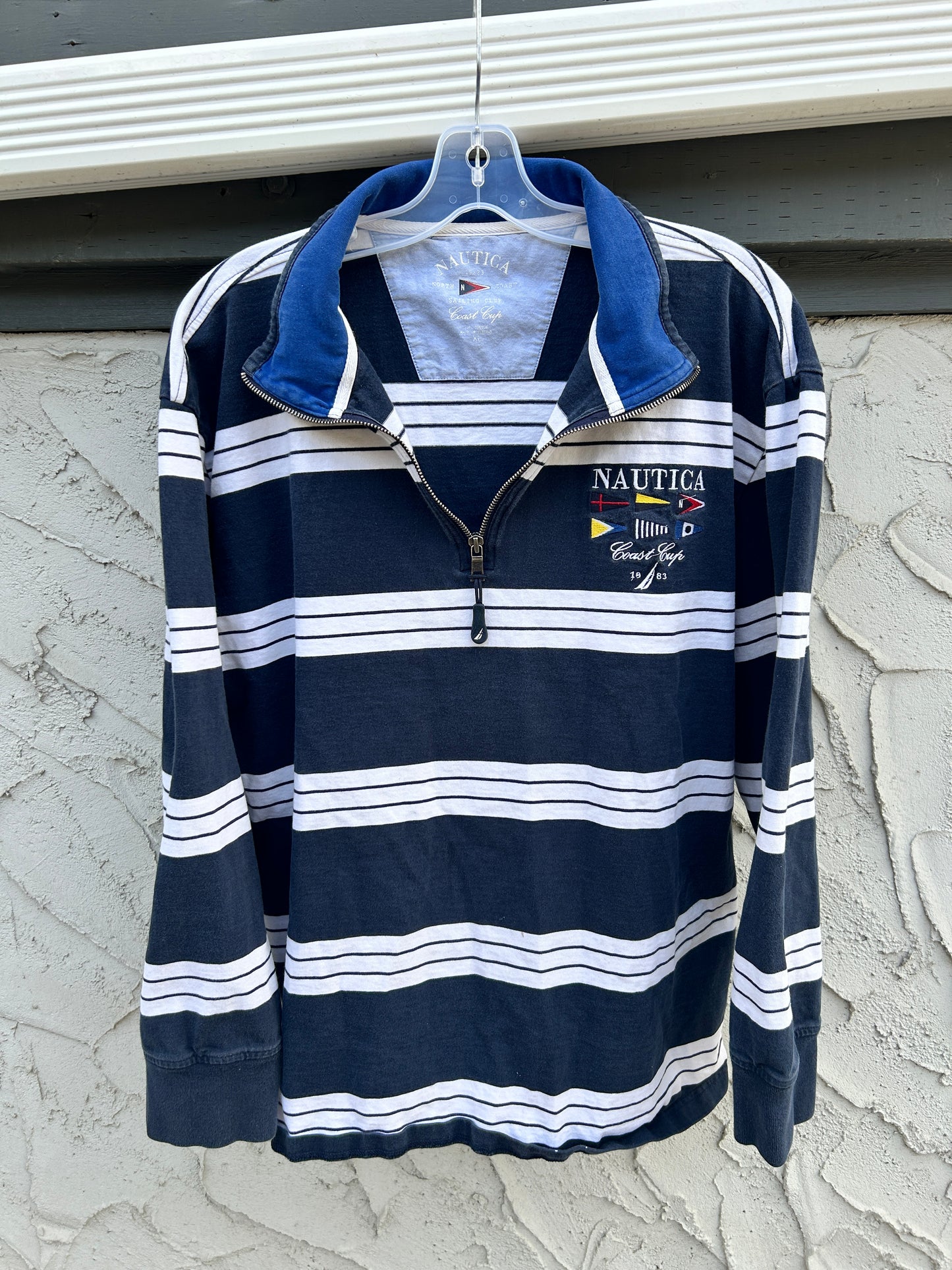 Vintage Striped Nautica Quarter Zip (XL)