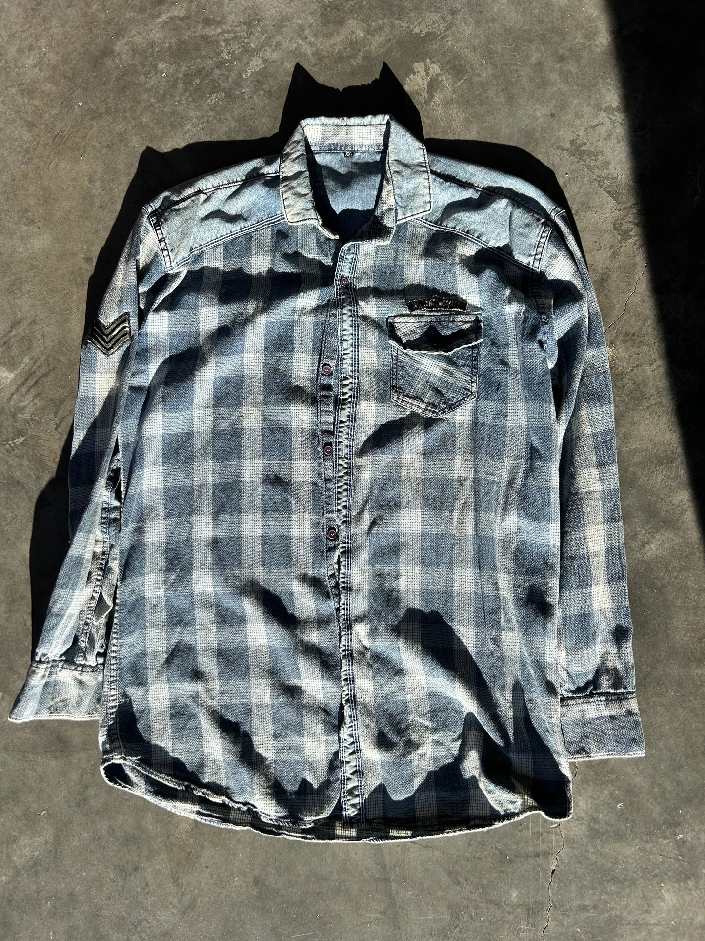 Vintage High Wing Military Denim Flannel Shirt (L)