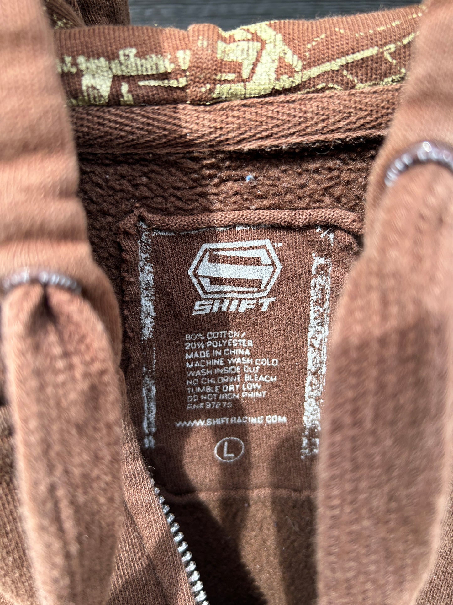 Y2K Brown Shift Zip Hoodie (L)