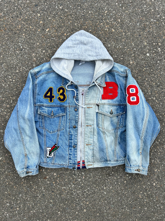 Vintage 80’s Faded Bugle Boy Hooded Denim Jacket (L)