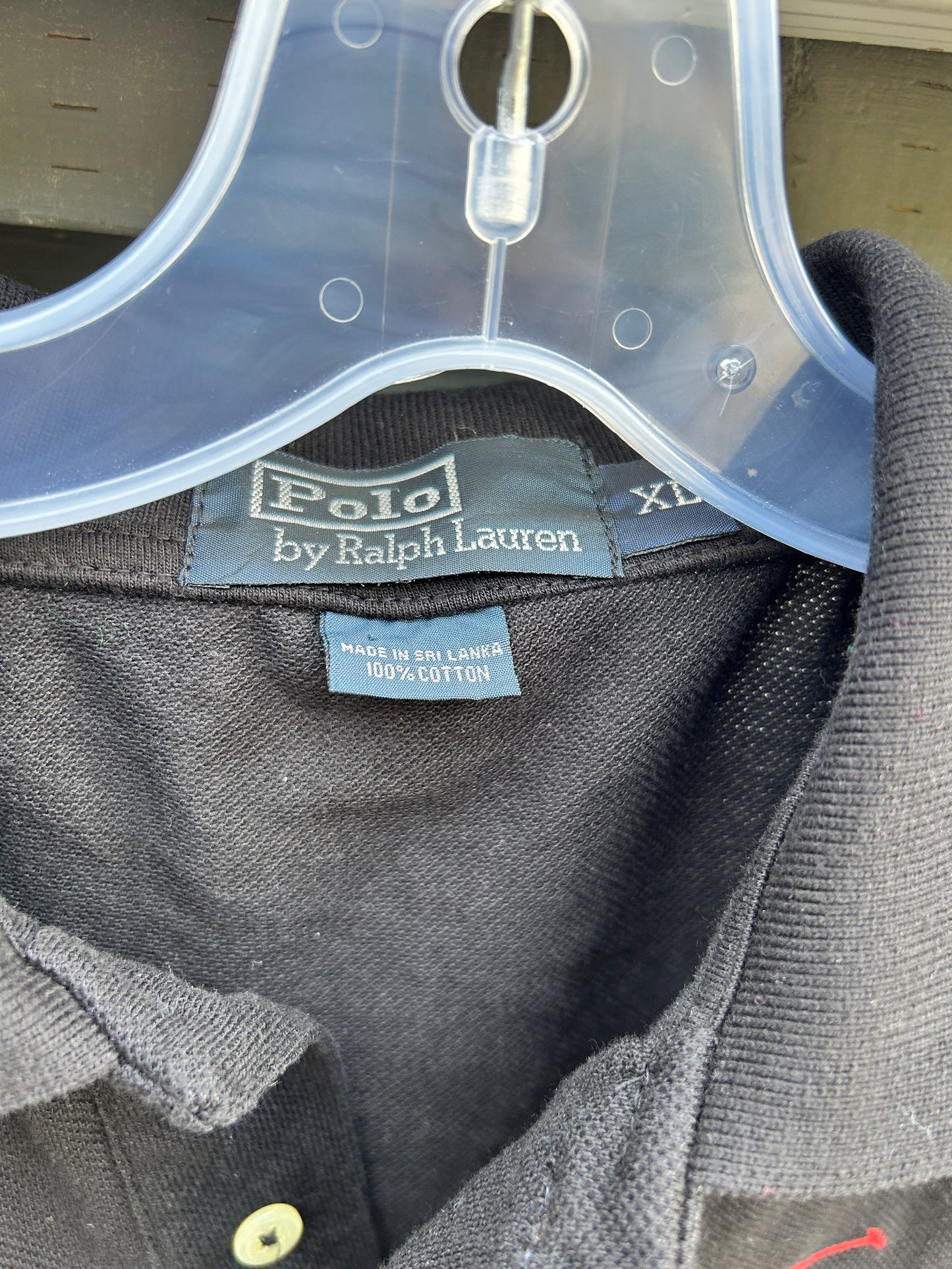 Vintage Big Logo Black Polo Shirt (XL)