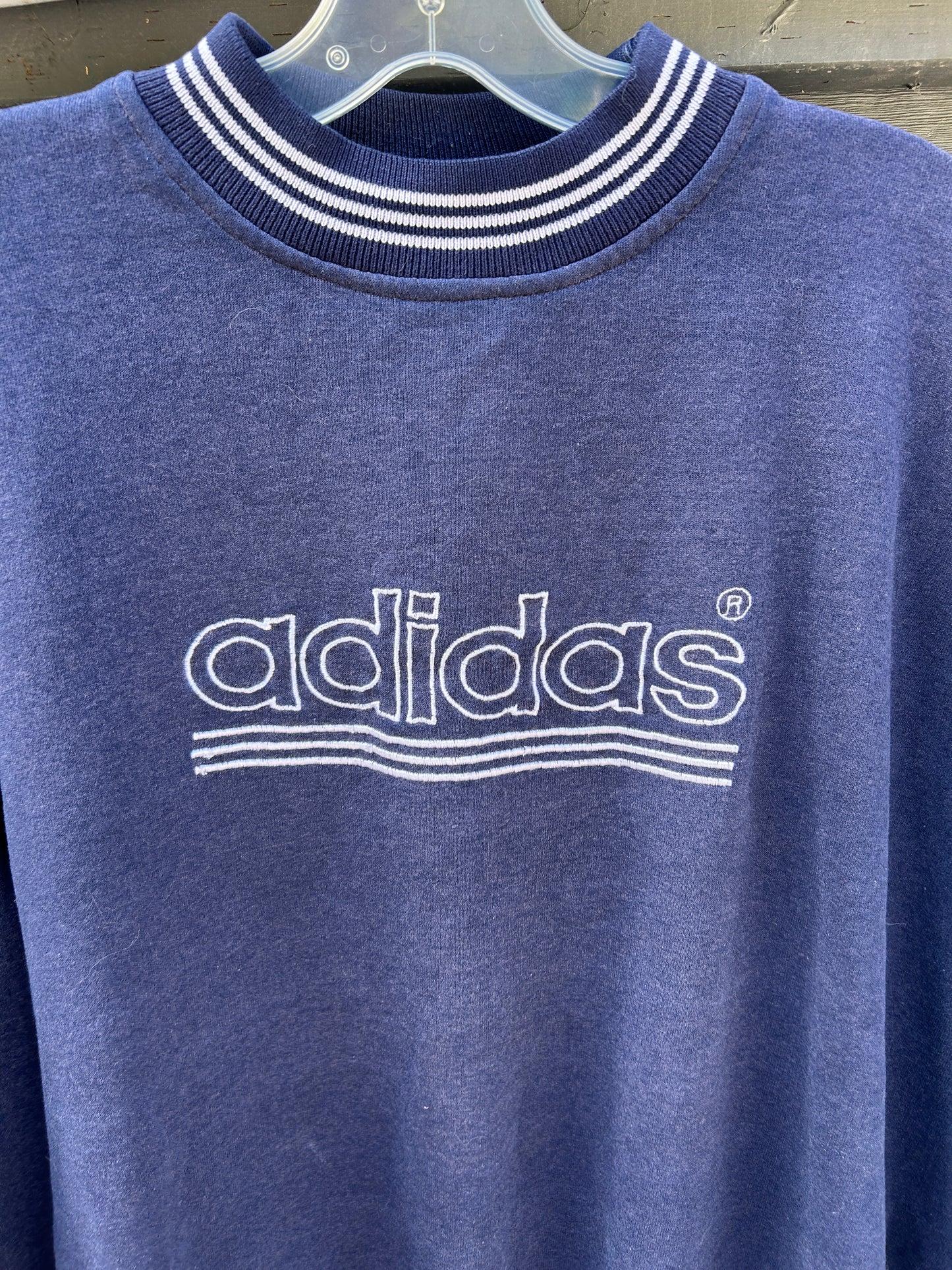 Vintage 90s Faded Navy Adidas Crewneck (XL)