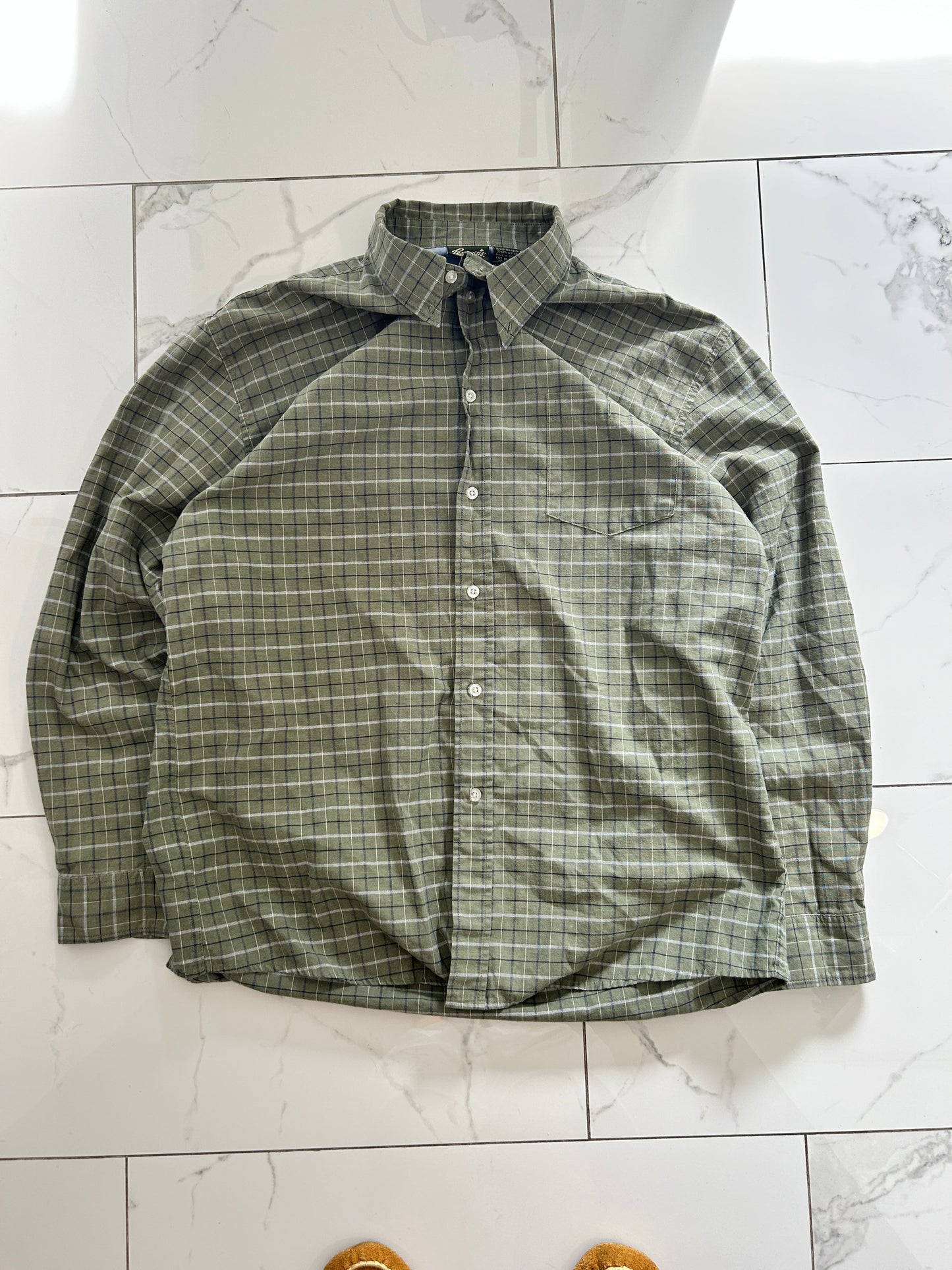 Green Striped Penman’s Camp Shirt (L)