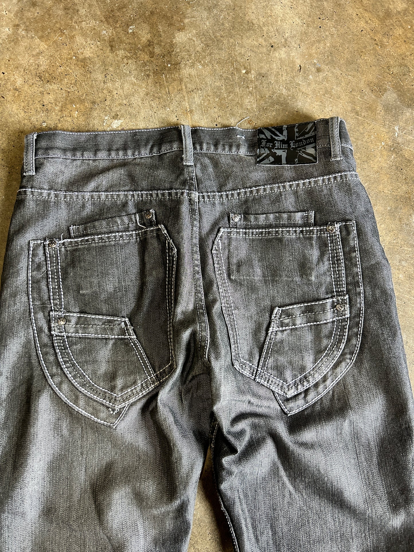 Y2K For Him London Grey Multi-Pocket Jeans (36x33)