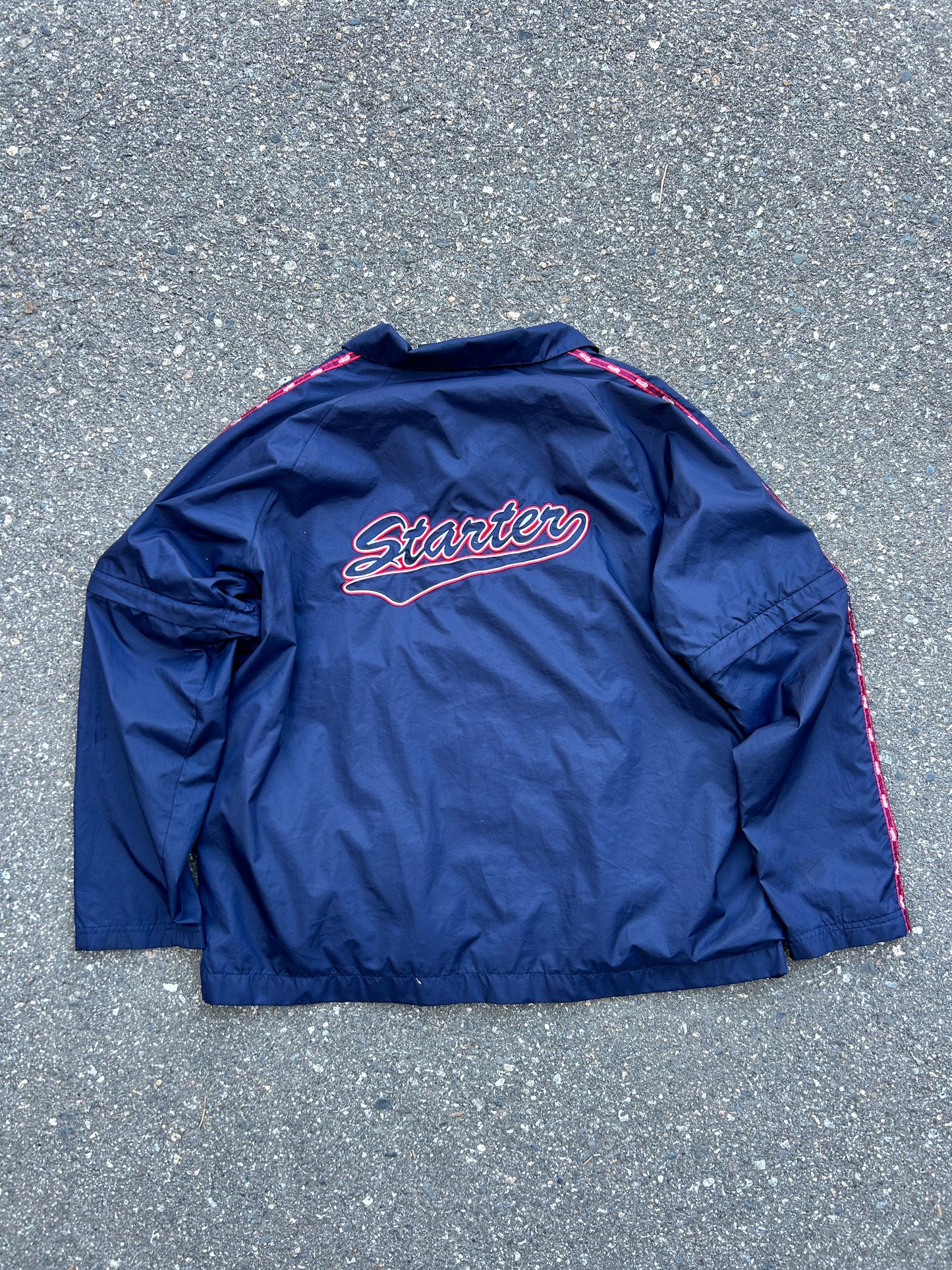 Vintage Navy Starter Racing Striped Windbreaker (L)