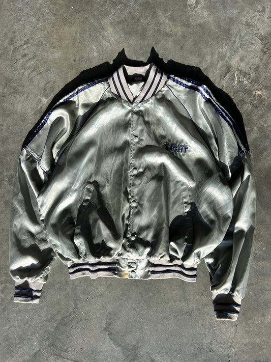 Vintage Silver Budweiser Light Bomber Jacket (L)