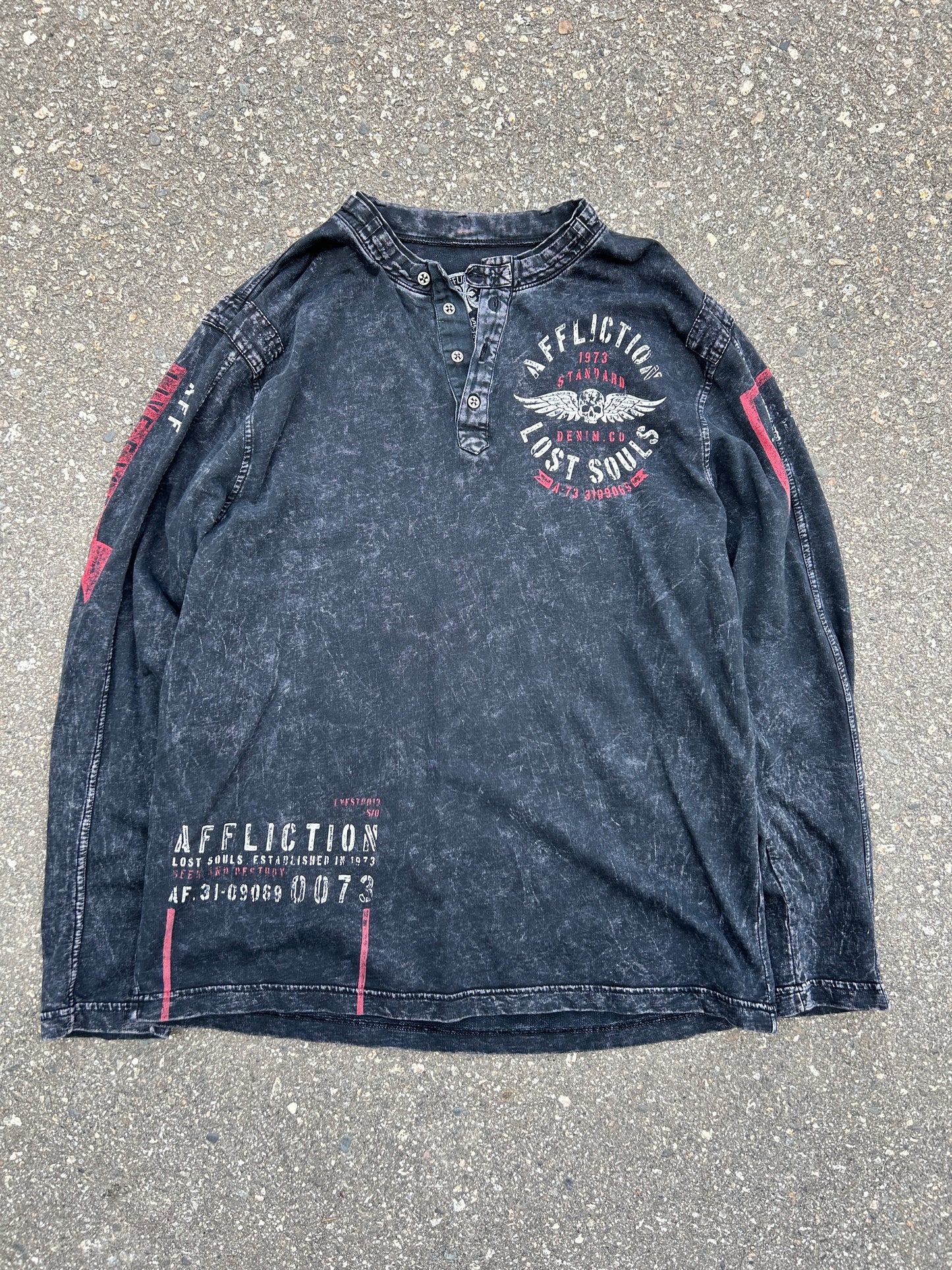 Y2K Affliction Stonewash LS Shirt (2XL)