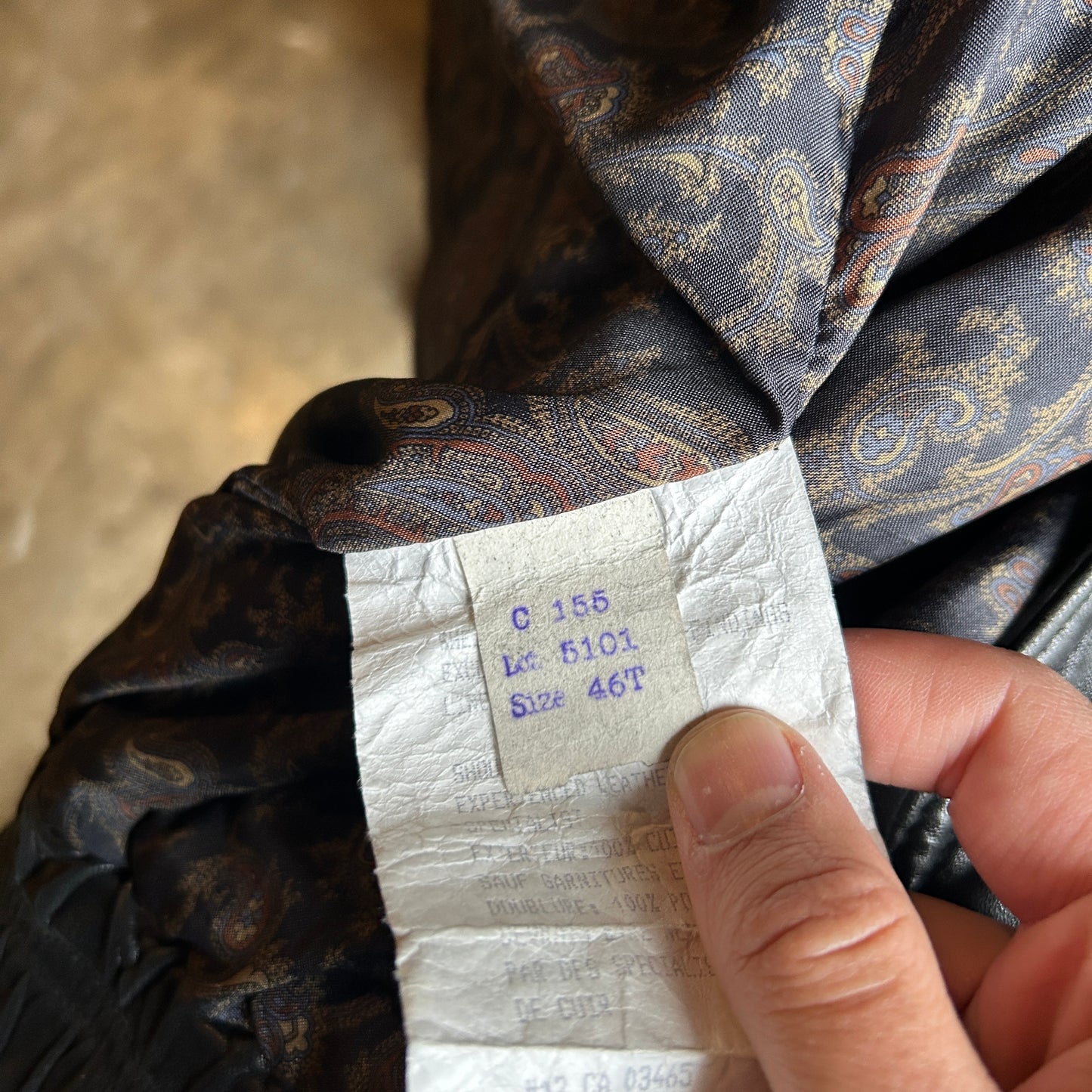 Vintage Paisley Lined Group 5 Leather Jacket (XL)