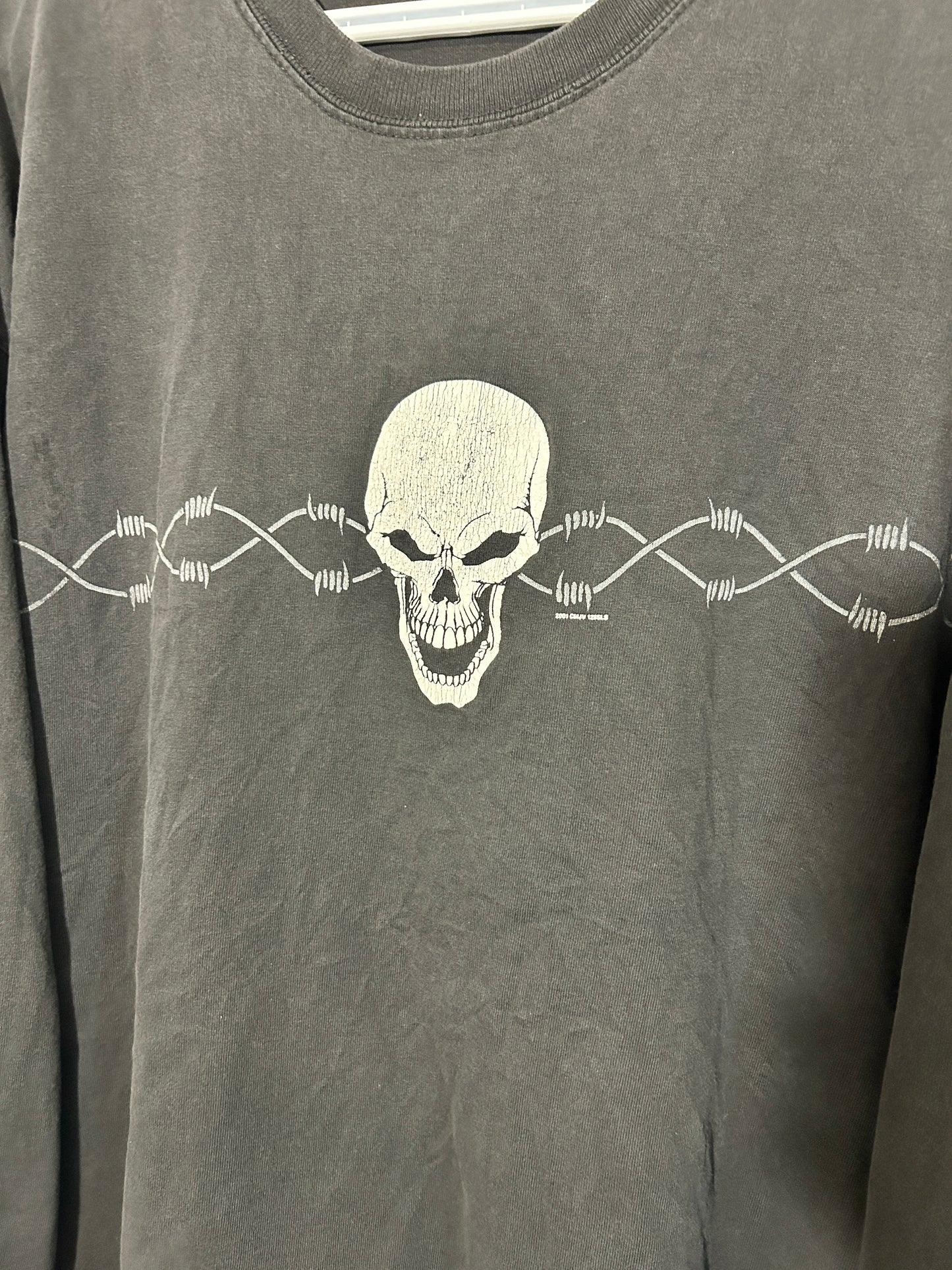 Vintage 2001 Choice Apparel Skull Barb Wire LS Shirt (XL)