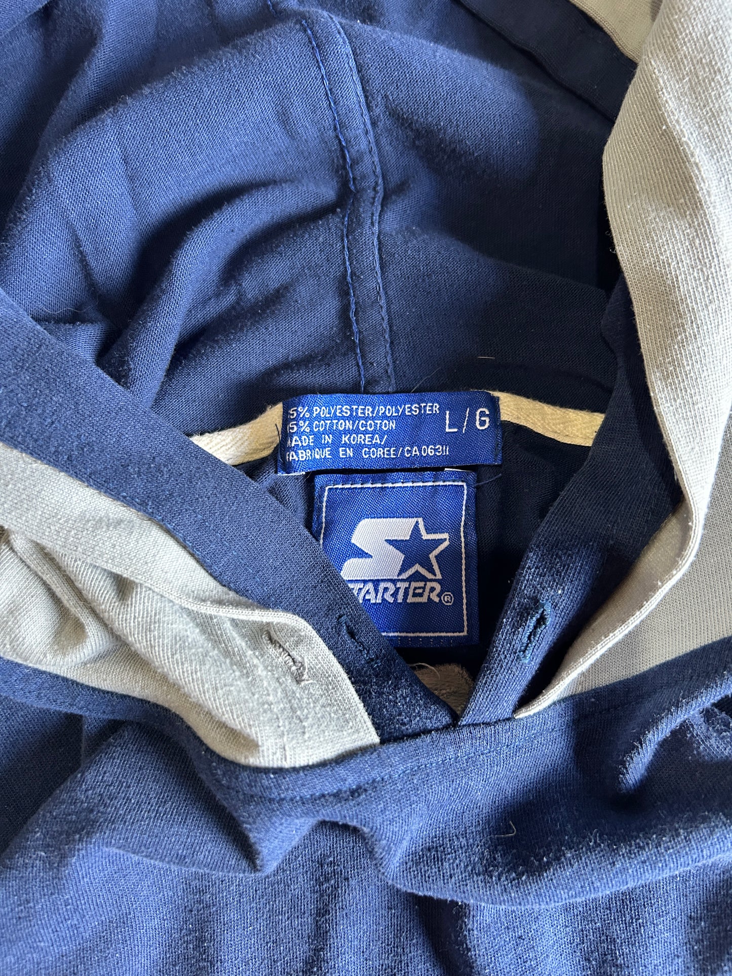 Vintage 90’s Starter Georgetown Double Hooded Warmup Jersey Tee (L)