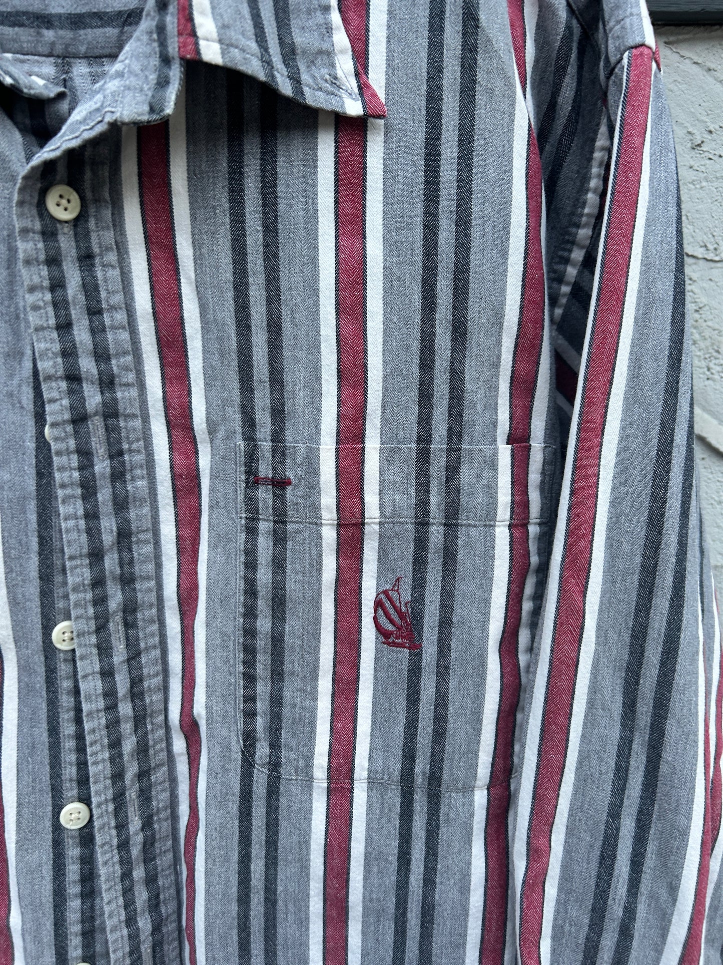 Vintage Striped Cropped Nautica Button Up (XL)