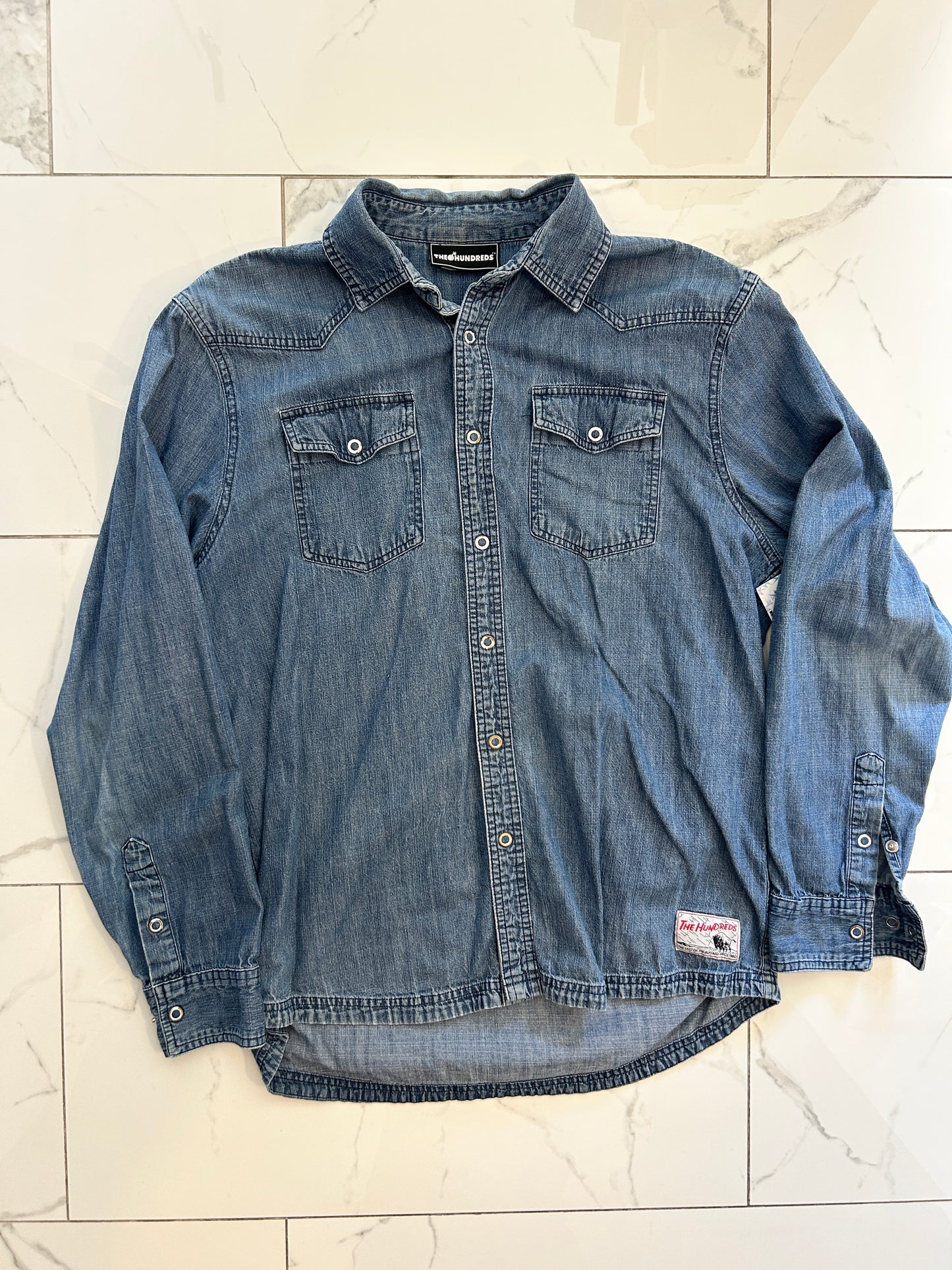 Y2K The Hundreds Snap Button Denim Shirt (XL)