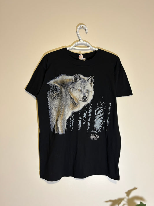 Vintage 1991 Single Stitch Harlequin Wolf Tee (L)