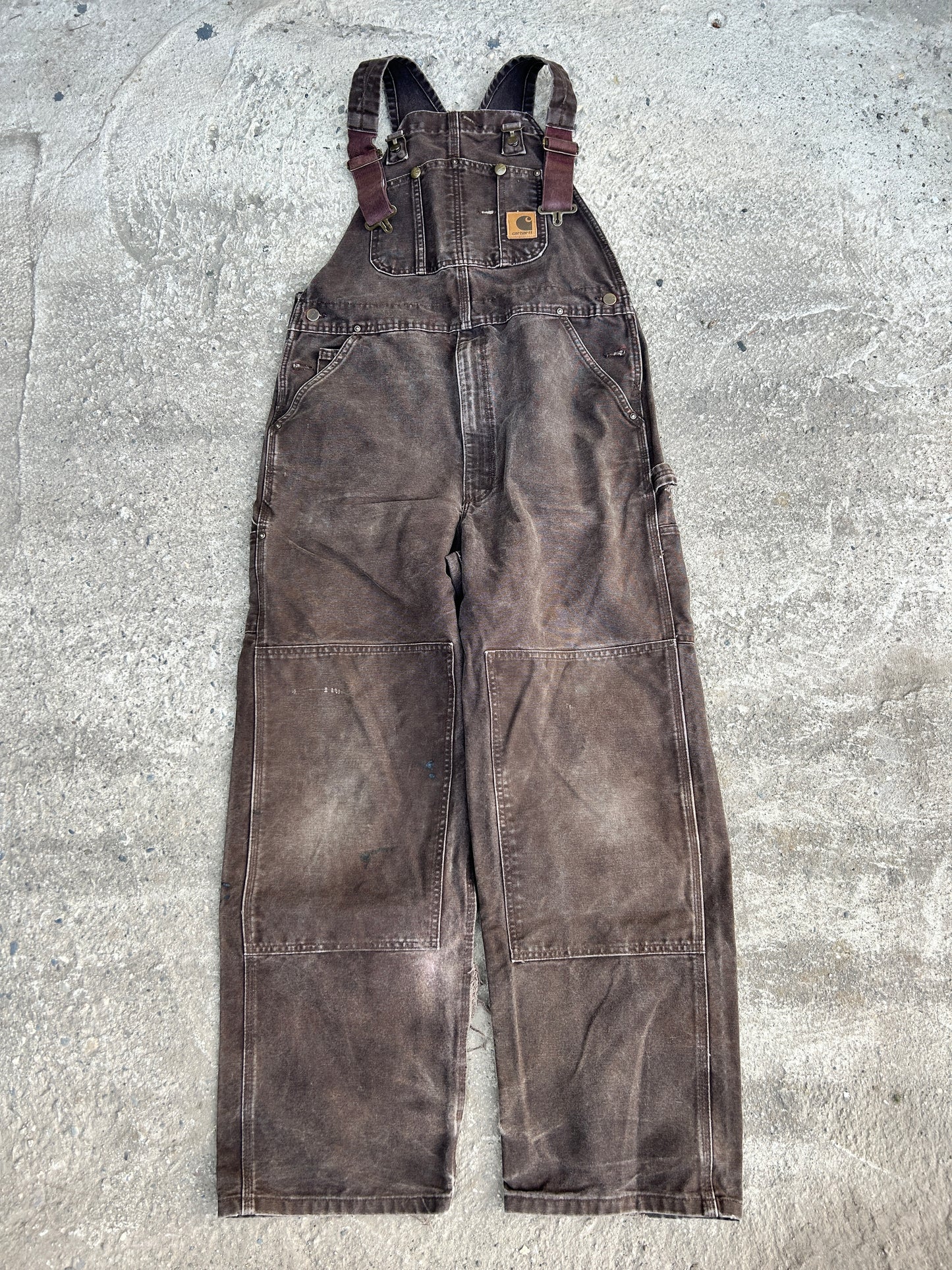 Faded Brown Carhartt Double Knee Overalls (36x32)
