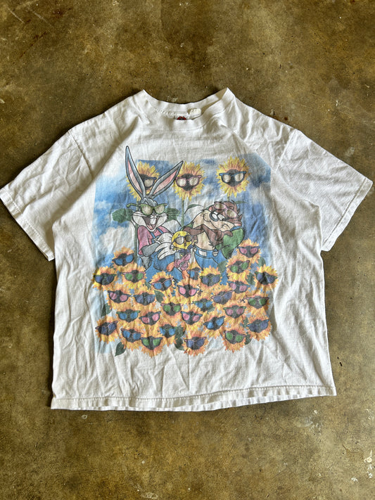 Vintage 1997 Looney Tunes Bugs and Taz Sunflowers Tee (XL)