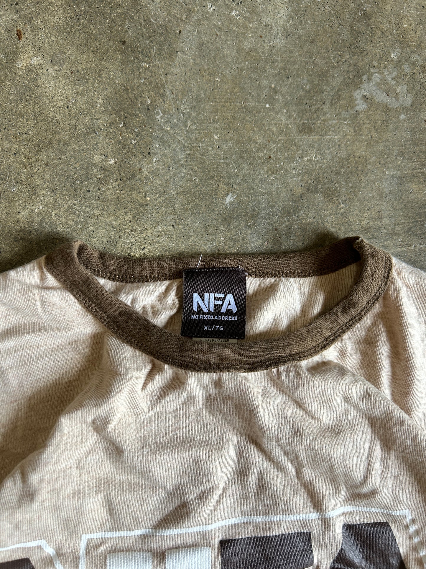 Y2K NFA Brown Boxy Ringer Tee (XL)