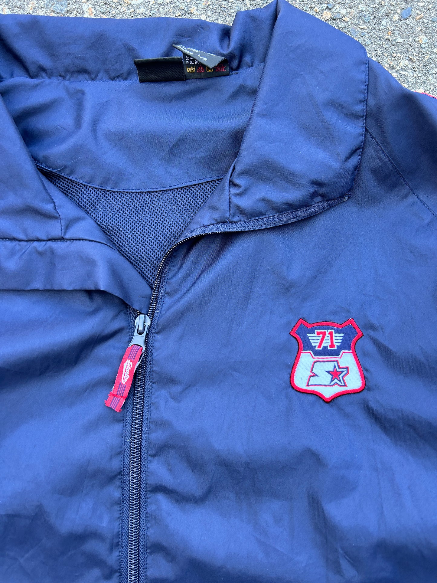 Vintage Navy Starter Racing Striped Windbreaker (L)
