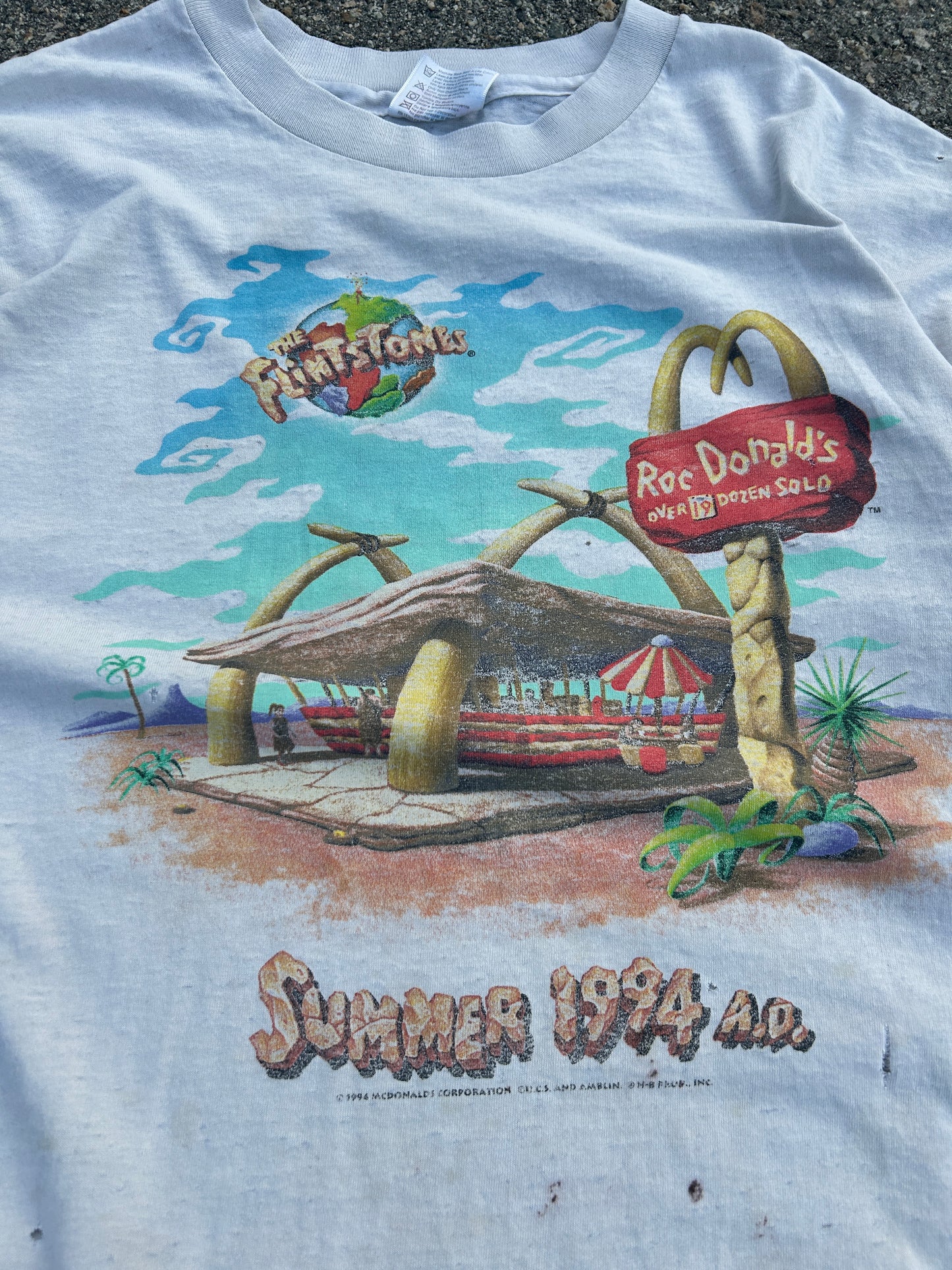 Vintage 1994 Single Stitch Flintstones RocDonalds Tee (XL)