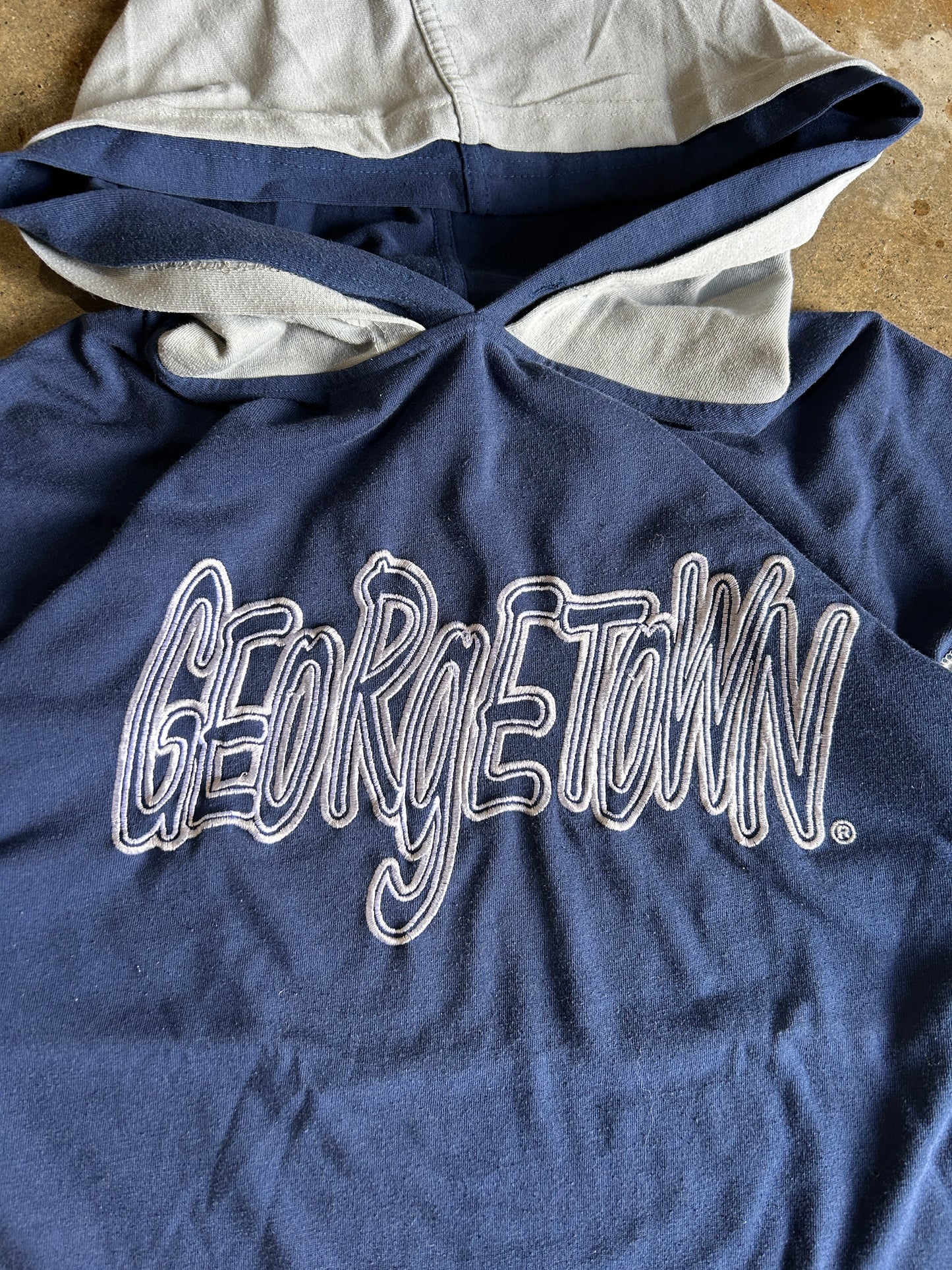 Vintage 90’s Starter Georgetown Double Hooded Warmup Jersey Tee (L)