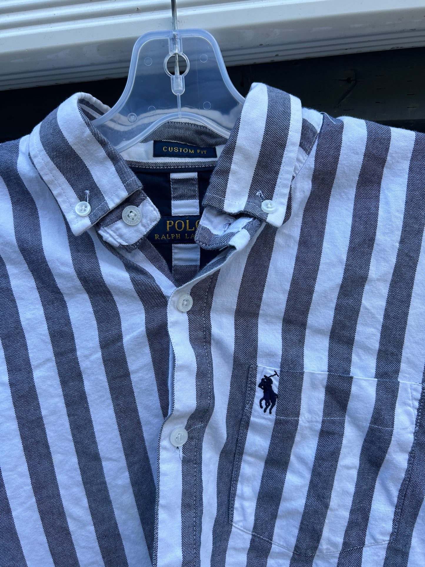 Cropped Polo Striped Button Up (M)